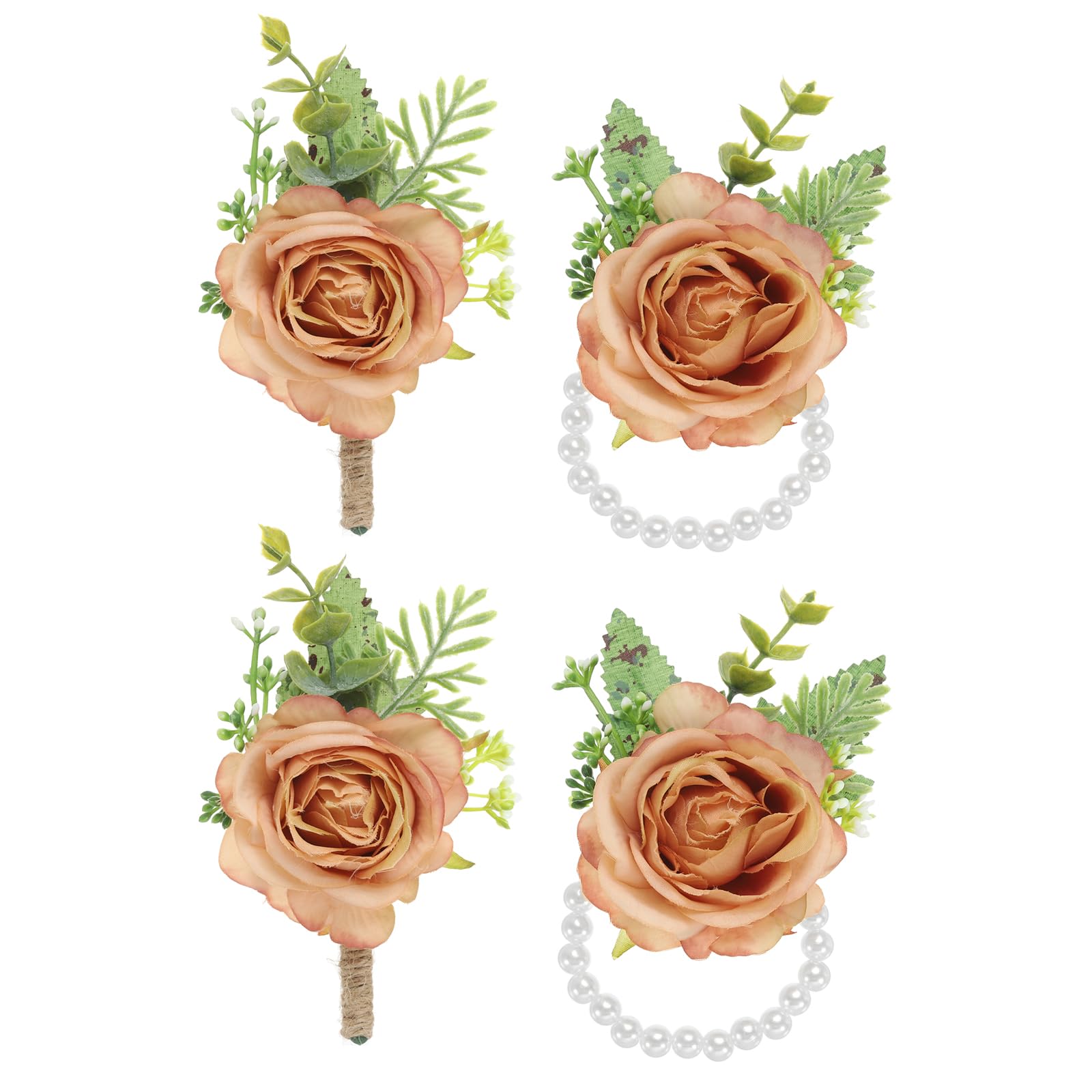 PATIKIL Rose Wrist Corsage and Boutonnieres Set