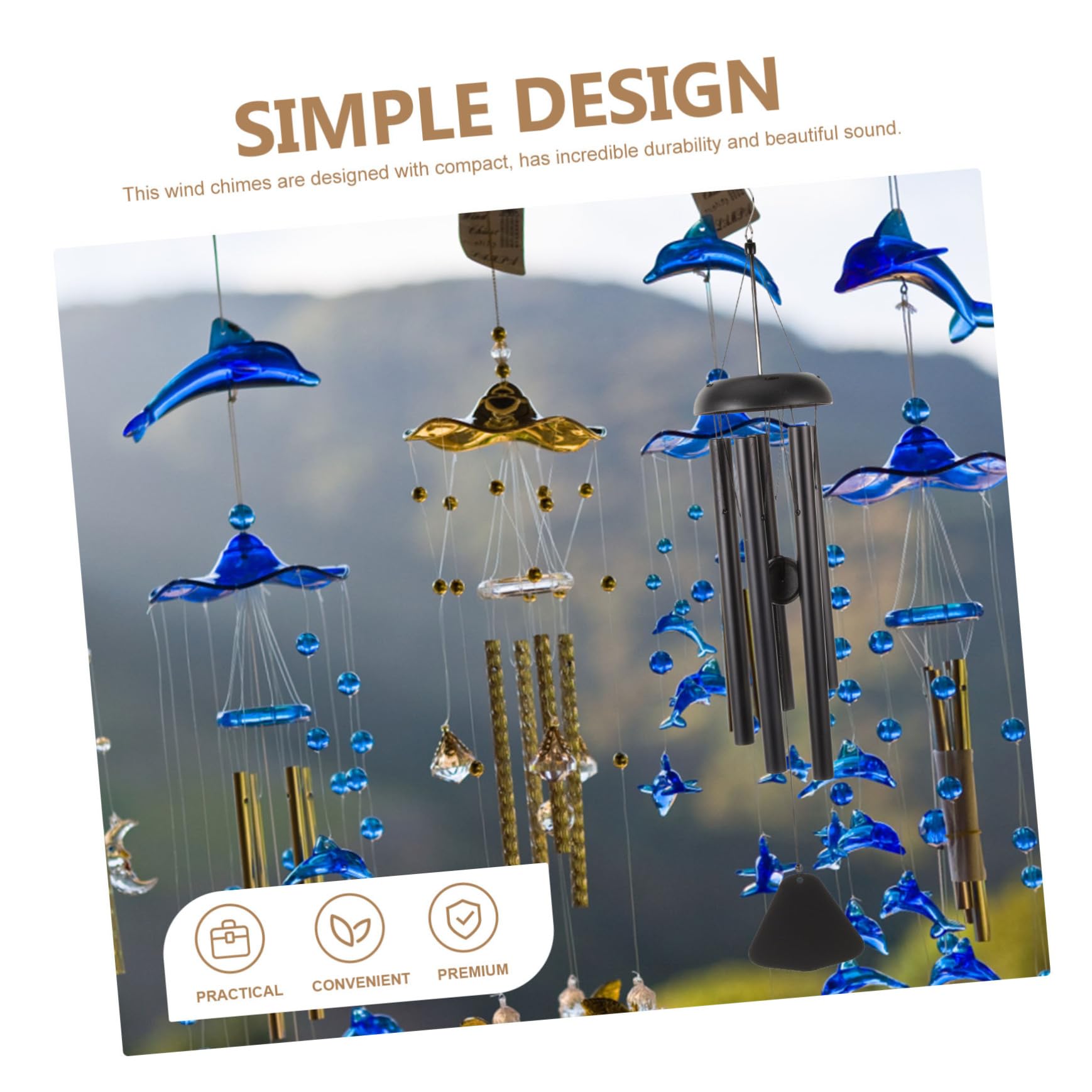 UPKOCH 5 Set campanelli eolici d'epoca ornamenti da giardino all'aperto Balcony Wind Chime campanello a Ornamento della campana del Piccolo carillon di di legno Nero