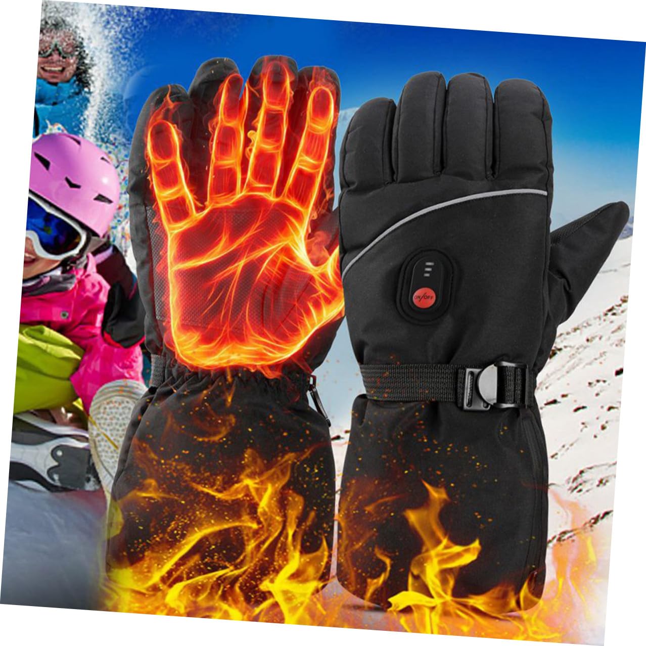 Gatuida Guanti Riscaldati Ricaricabili per Uomo Guanti da Sci Termici Impermeabili Caldi Elettrici per Inverno Sportivi all Aperto Calore Duraturo
