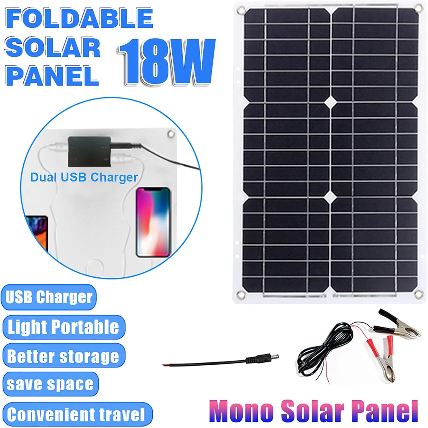 Solar System Kit 10000W 12V to 110V/220V Inverter Complete Solar Power System 50A Controller + 50W18V Foldable Solar Panel Home Grid System Solar Generator(12v-110v)
