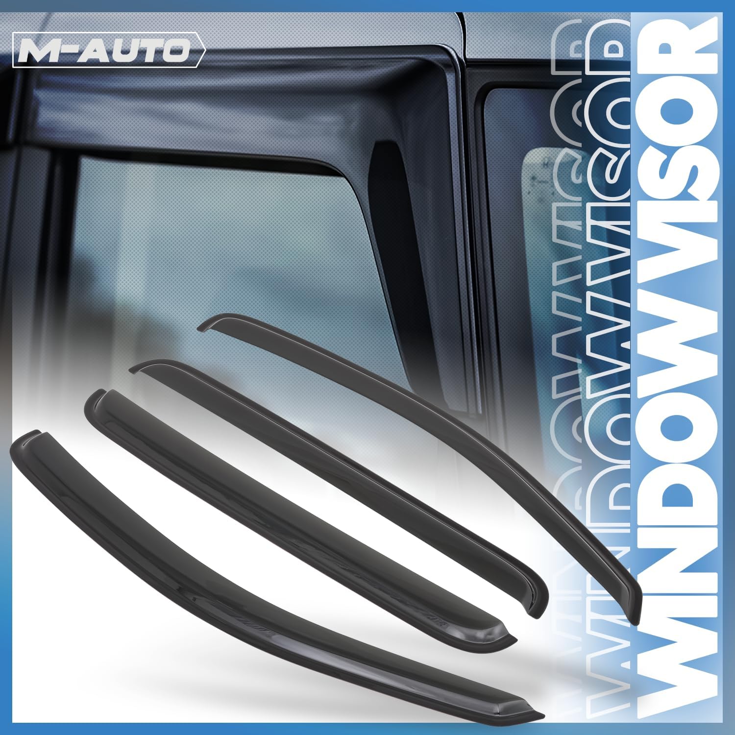M-AUTO Window Visor Shade Compatible with 04-09 Dodge Durango, Tape-On Rain Guards Shields, 4 PCs