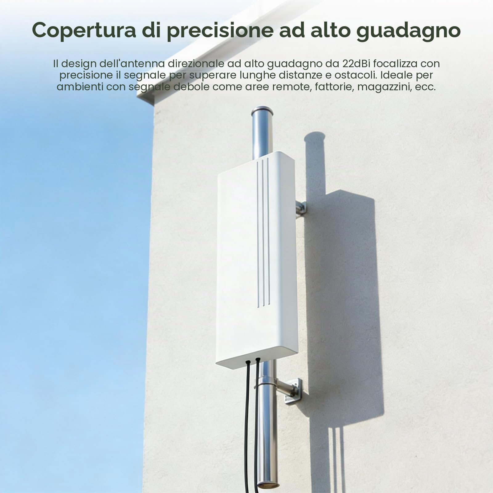 Antenna Esterna 5G 22dBi, 600-6000MHz Direzionale 4G LTE Doppia polarizzazione Antenna wifi 4G LTE Esterna WiFi Antenna MIMO SMA / 2 x TS9, per Router 4G 5G, 2 x Cavo 10m a Bassa Perdita