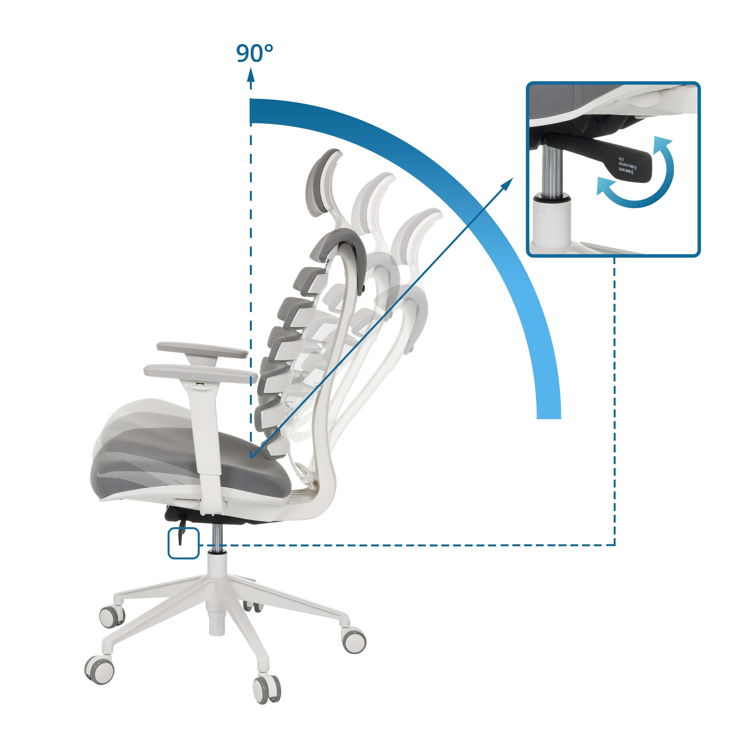 hjh OFFICE Silla de Oficina Profesional Silla giratoria Ergo Line W con Respaldo ergonómico Incl. Soporte Lumbar, Gris Oscuro