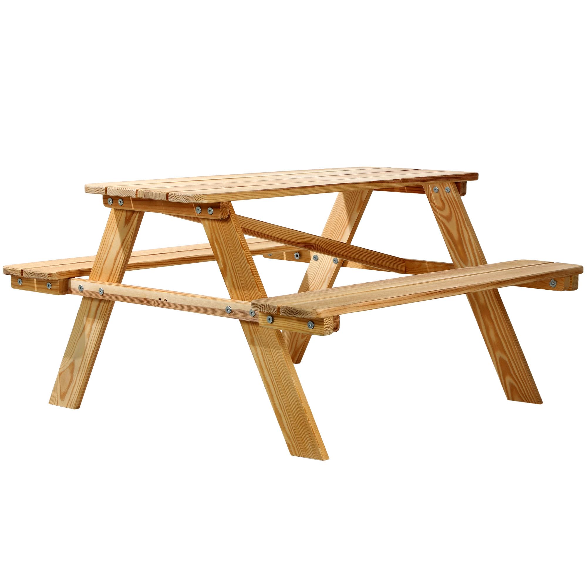 KADAX Mesa de picnic infantil con bancos y sillas de madera, muebles para pícnic, juego de picnic para jardín, conjunto de asientos infantiles (natural)