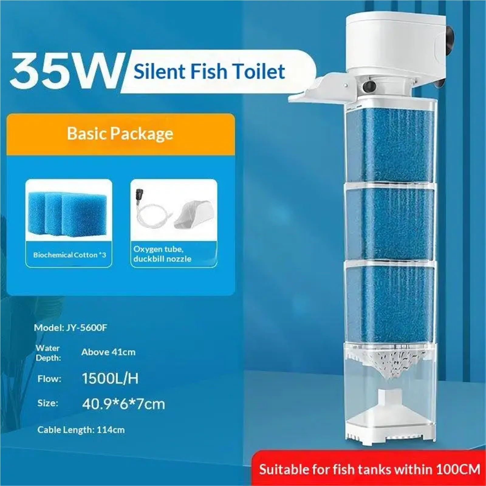 Aquarium-Innenfilter, Aquarium-Filterpumpe, tauchfähig, leise, Sauerstoffbelüfter, interner Wasserwellenmacher | 35 W