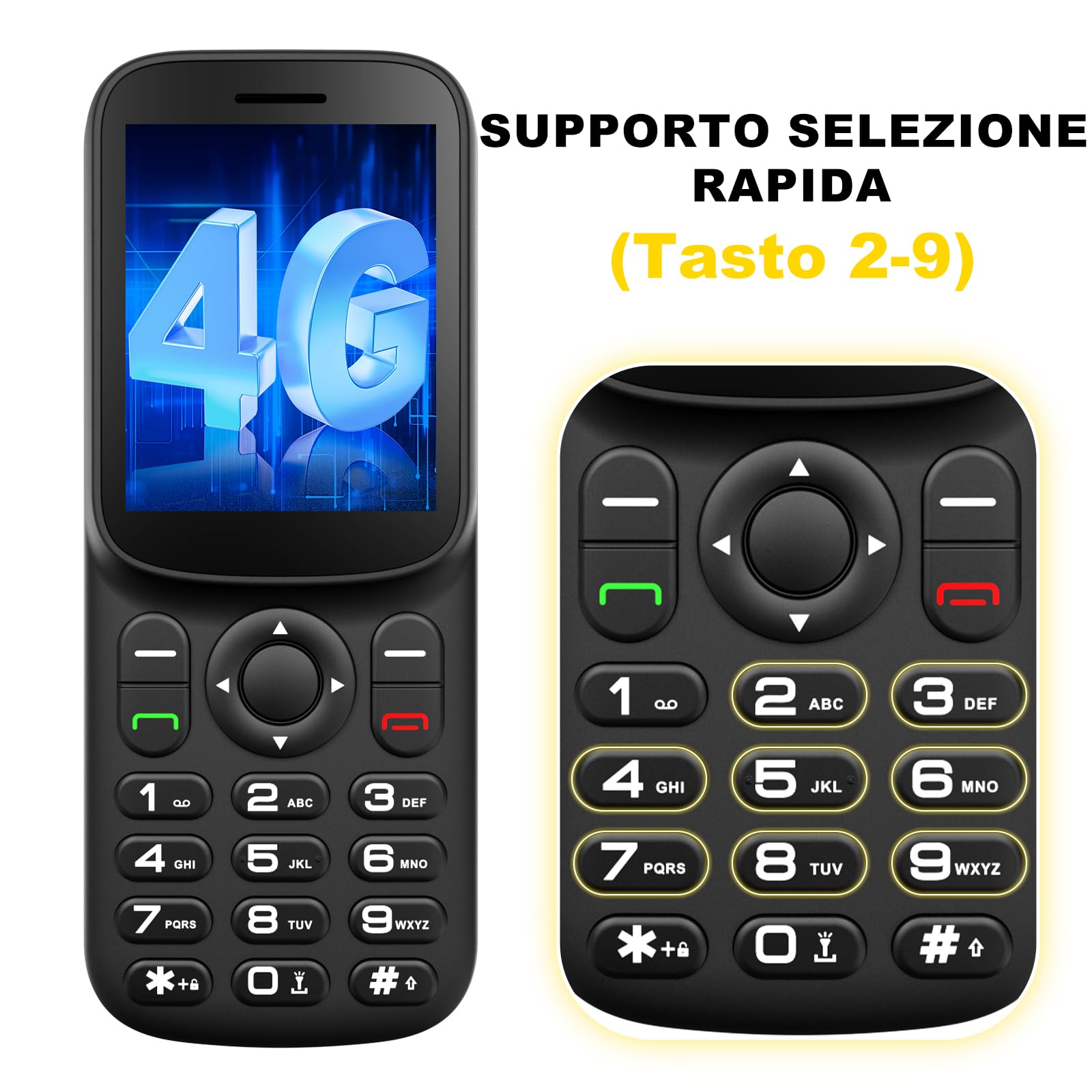 4G LTE Mini Telefono Cellulare per Anziani con Doppio Nano SIM, Compatto
