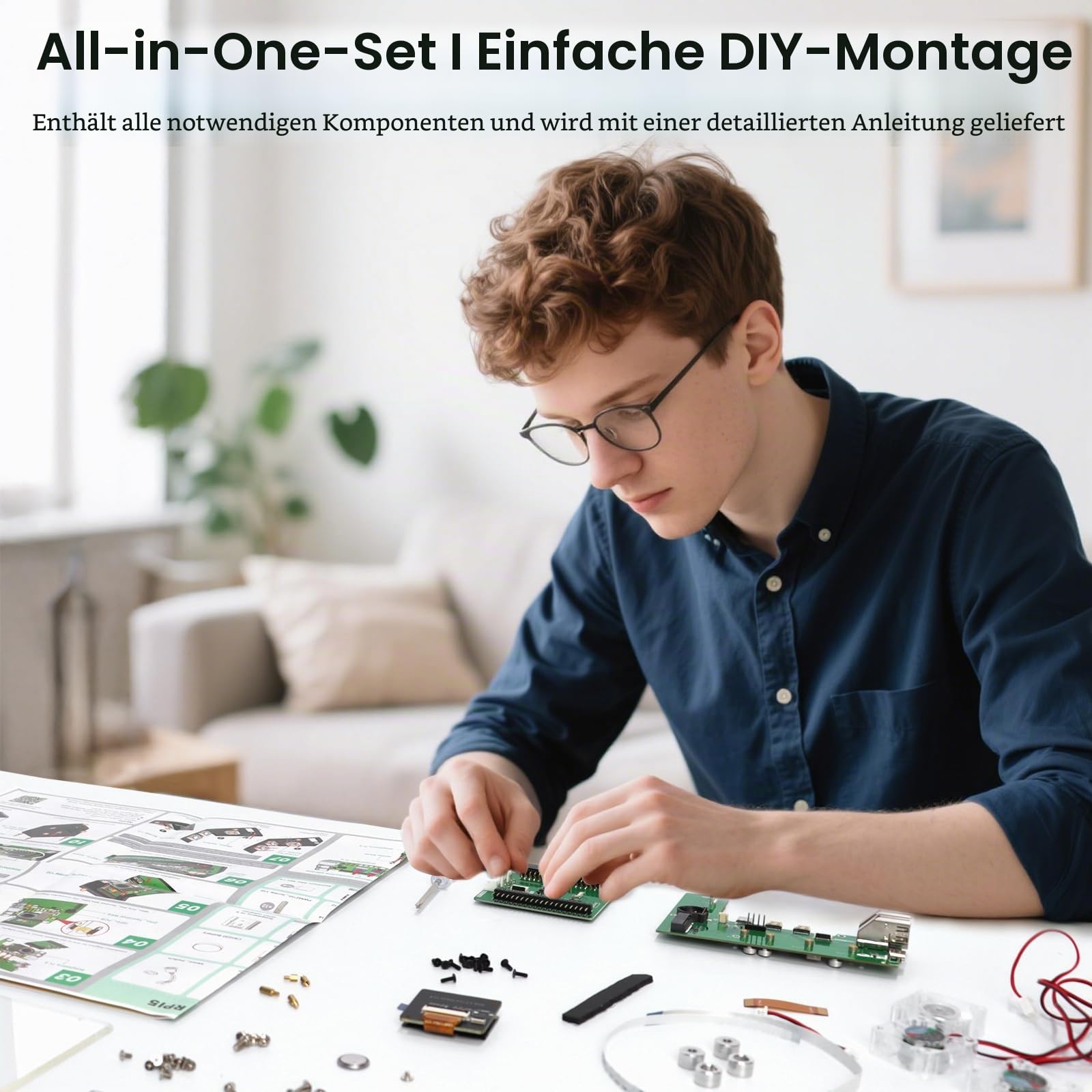 Elecrow Mini-PC-Gehäuse für Raspberry Pi 5: Aluminiumgehäuse mit 3 Kühlventilatoren, 1,3 Zoll OLED-Display, PCIe M.2 NVMe SSD 2230/2242/2260/2280 Unterstützung, RTC, Vollständiger Anschlusszugang