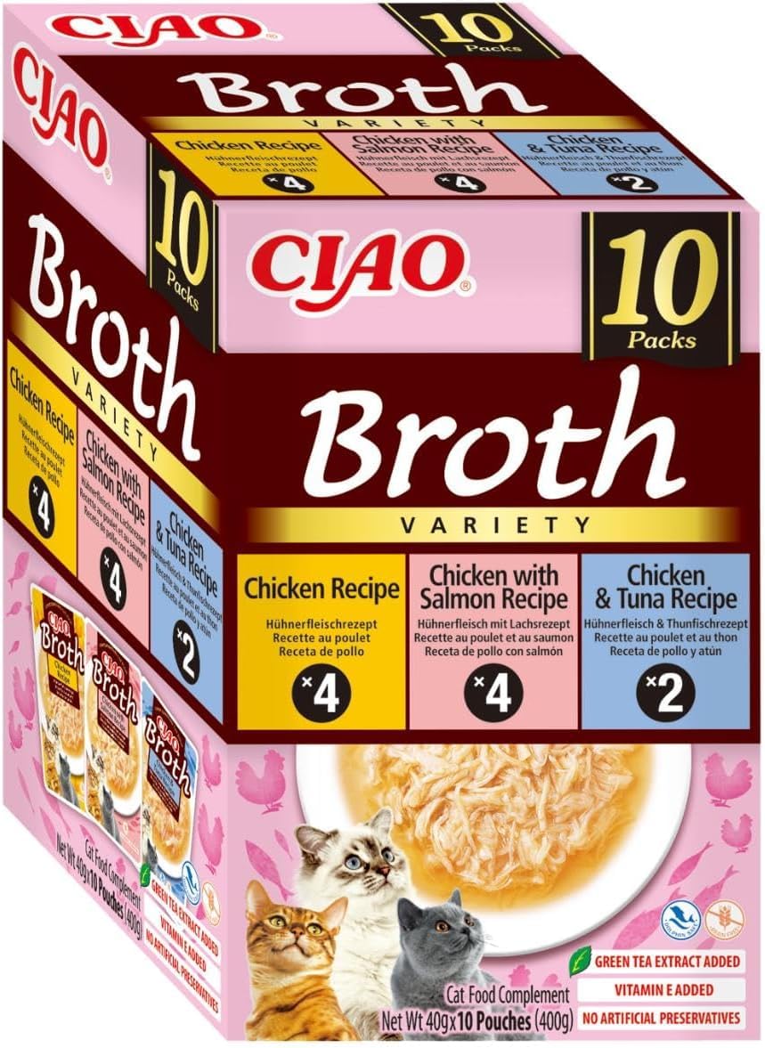 Ciao Broth by INABA Wet Cat Food - Chicken Variety Pack 400 g (Pack of 1)