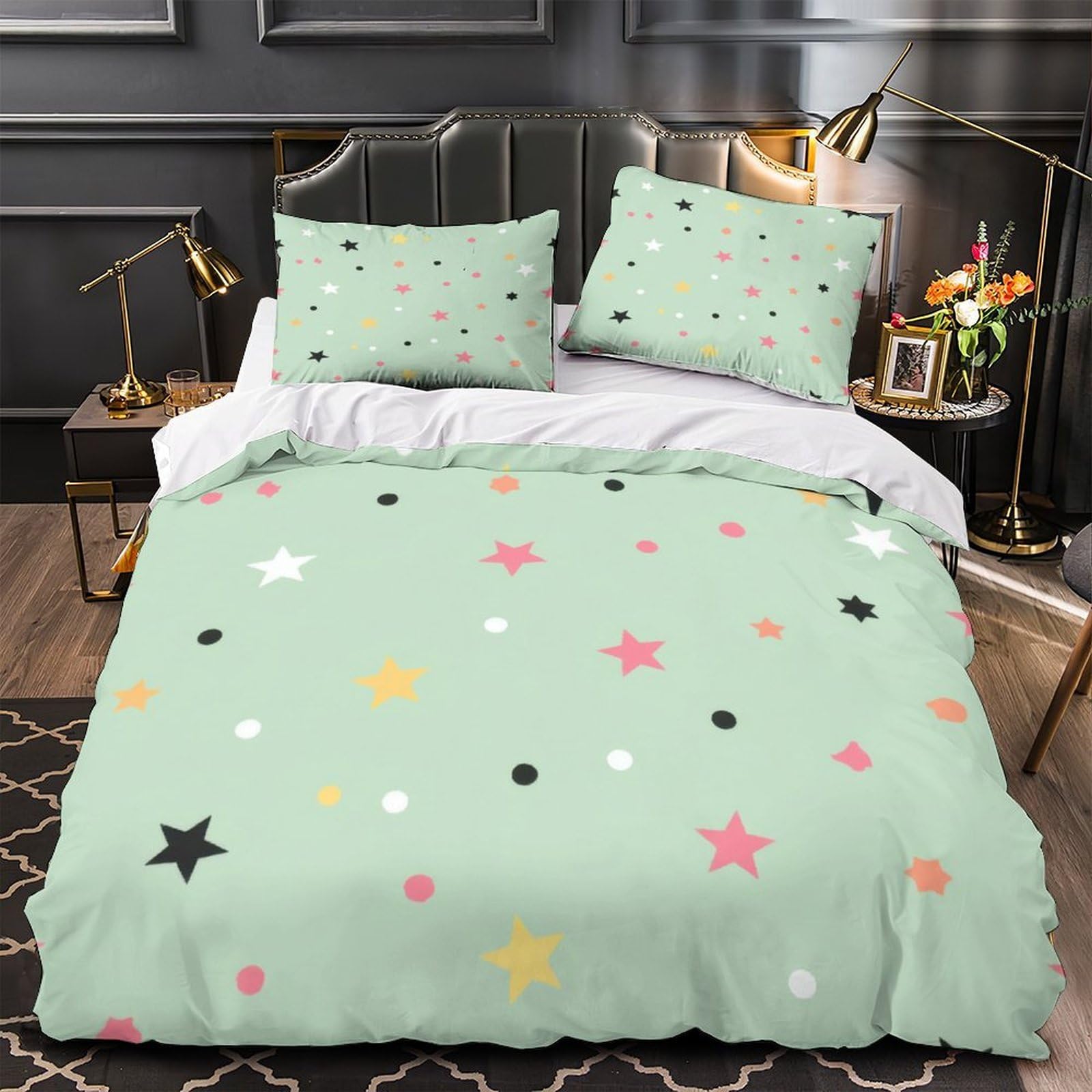 Parure housse de couette 3D respirante 140x200 cm hypoallergénique en microfibre