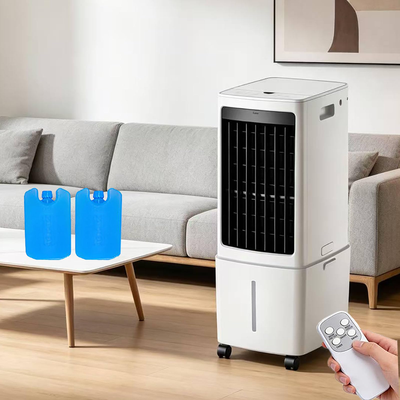 MESCXTY Swamp Cooler, Windowless Portable Air Conditioner with Double Water Tank, Cooling AC Fan, 3 Speed&Mode, 120° Oscilling, Evaporative Cooler for Bedroom, 7.5H Timer, Low Nosie Room Office