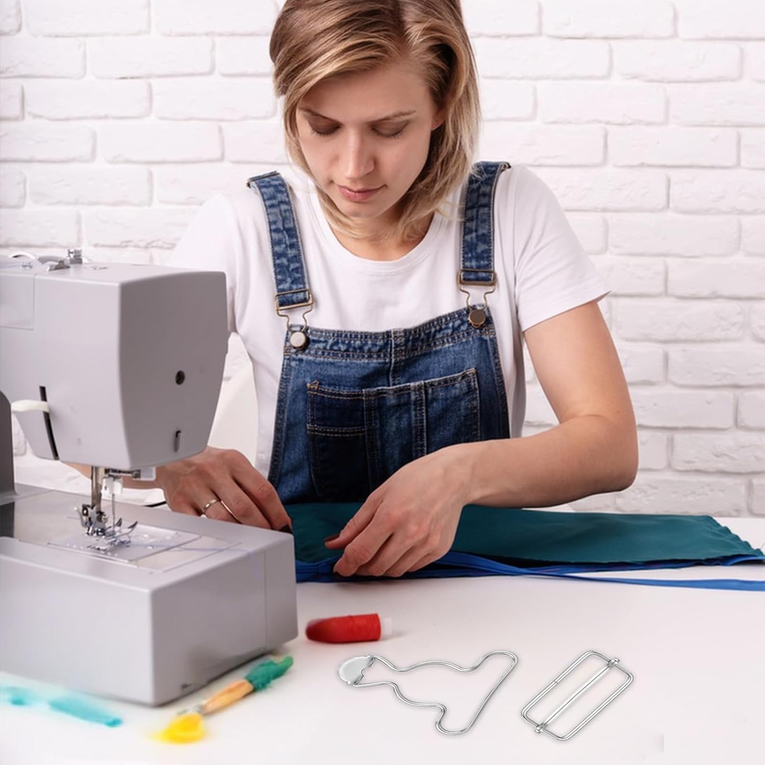 2Pairs Overall Buckles Replacement, Metal No Sew Overall Clasp Replacement, Adjustable Dungaree Suspender Clips with Rectangle Buckle, Silver Overall Hooks Overall Buckles for Jeans Straps Hardware - Image 6