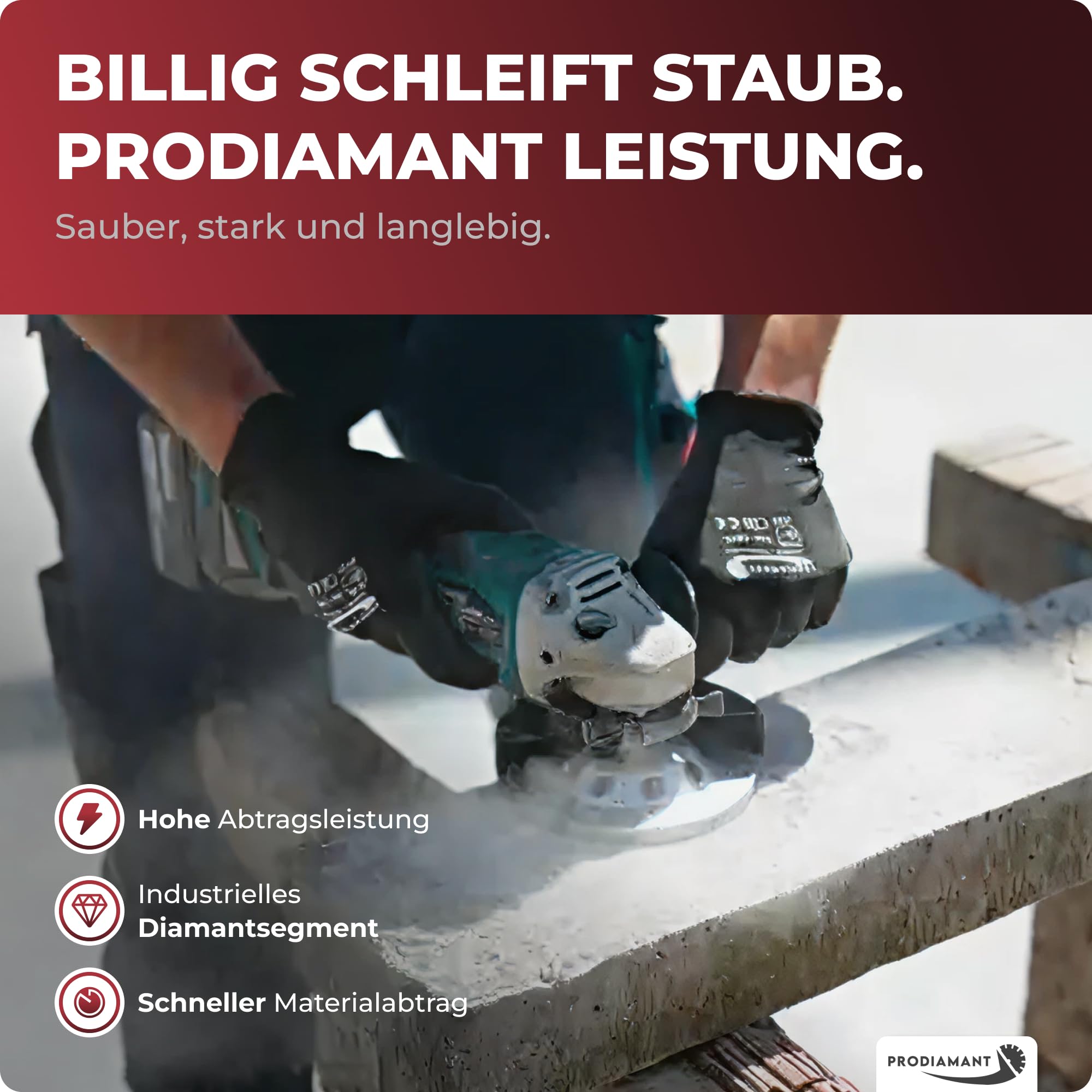 PRODIAMANT Premium Diamant-Schleiftopf 125mm Beton universal 125 mm x 22,2 mm Betonschleifer doppelreihig