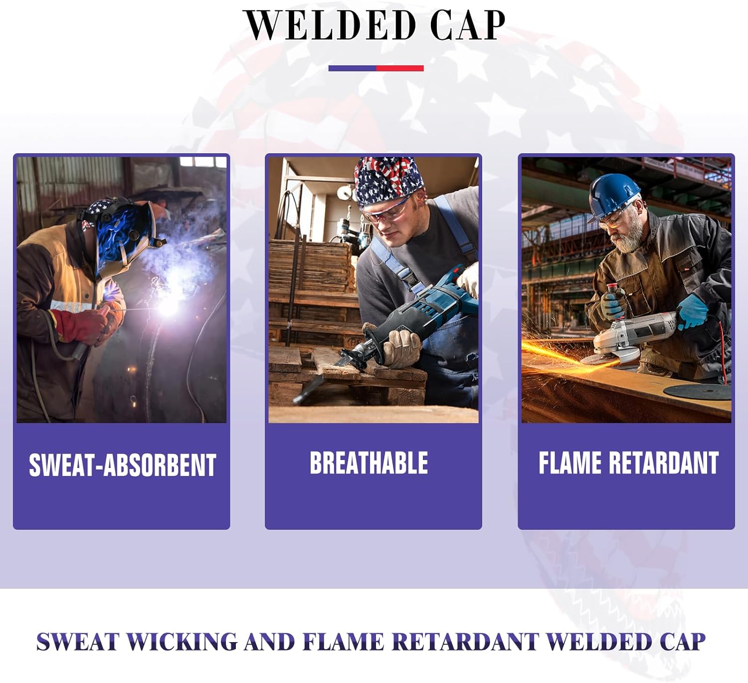Product advertisement for welding caps