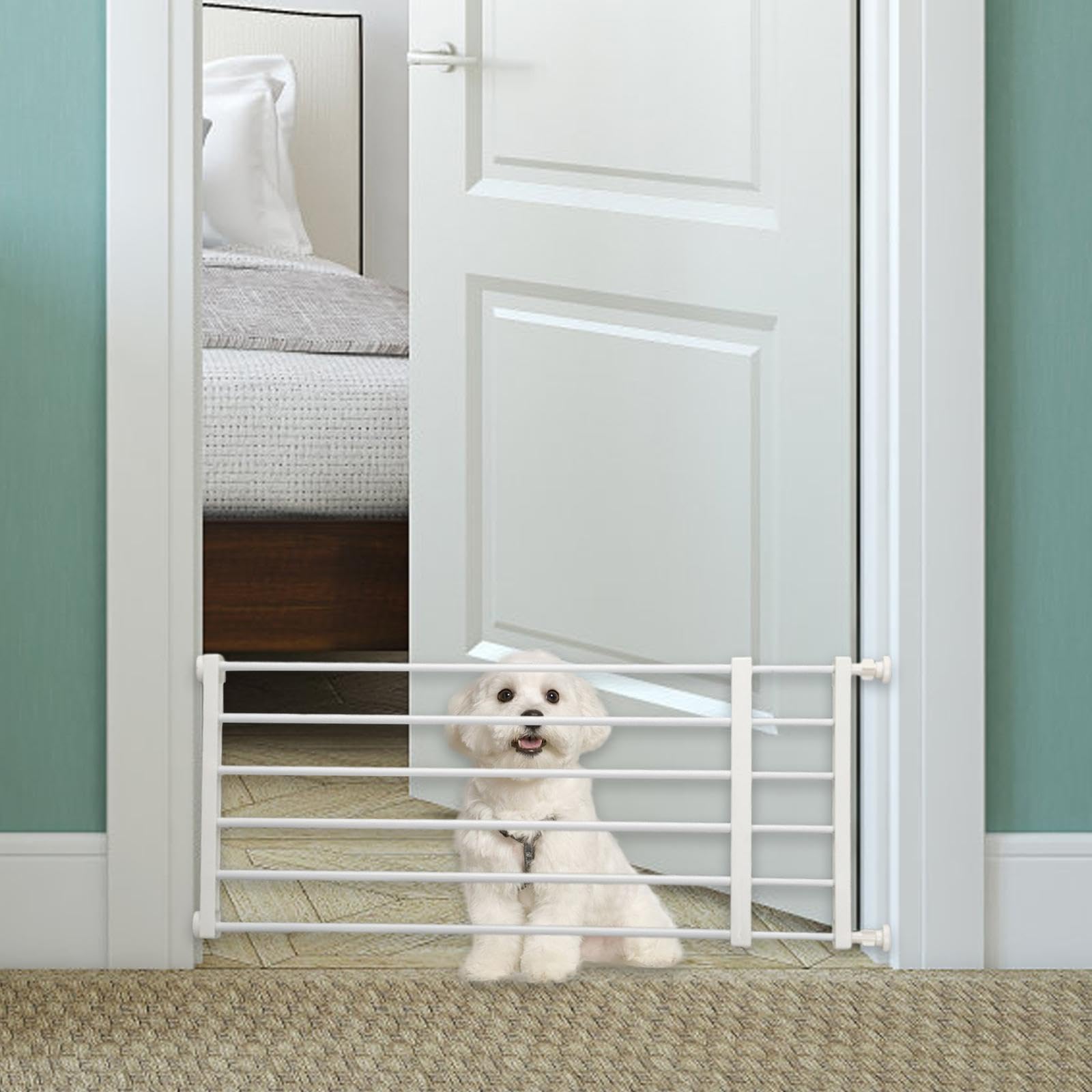 Barrera Extensible para Mascotas, Puerta para Perros, Fácil Montaje, Material PP, Adecuada para Interiores Y Salas de Estar, White Height 36cm S