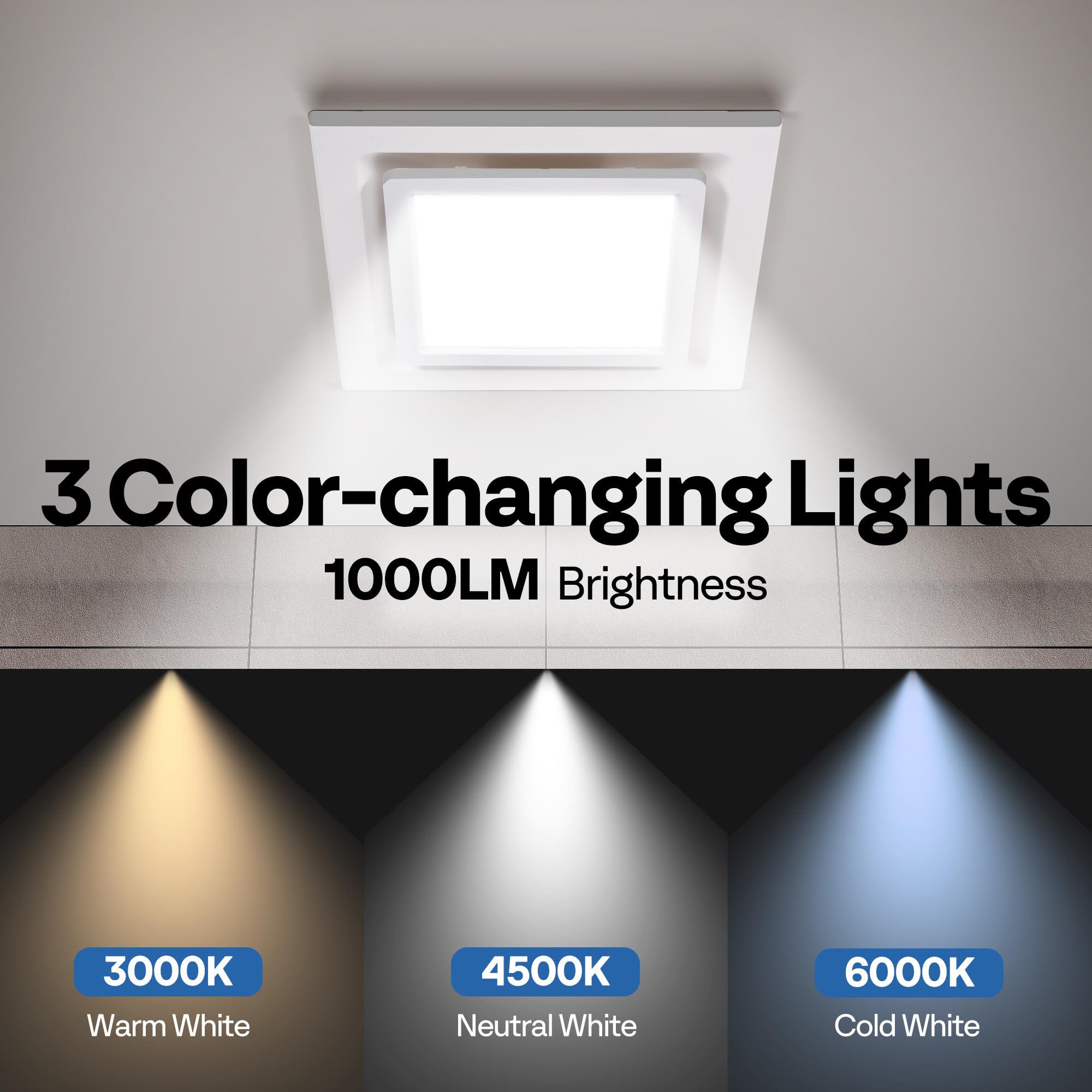 VIVOHOME Wentylator Wyciągowy 280m³/h z 3 Trybami LED | Cicha Praca 1,2 Sone, Panel Sufitowy 300mm, Do łazienek, Toalet i Strychów