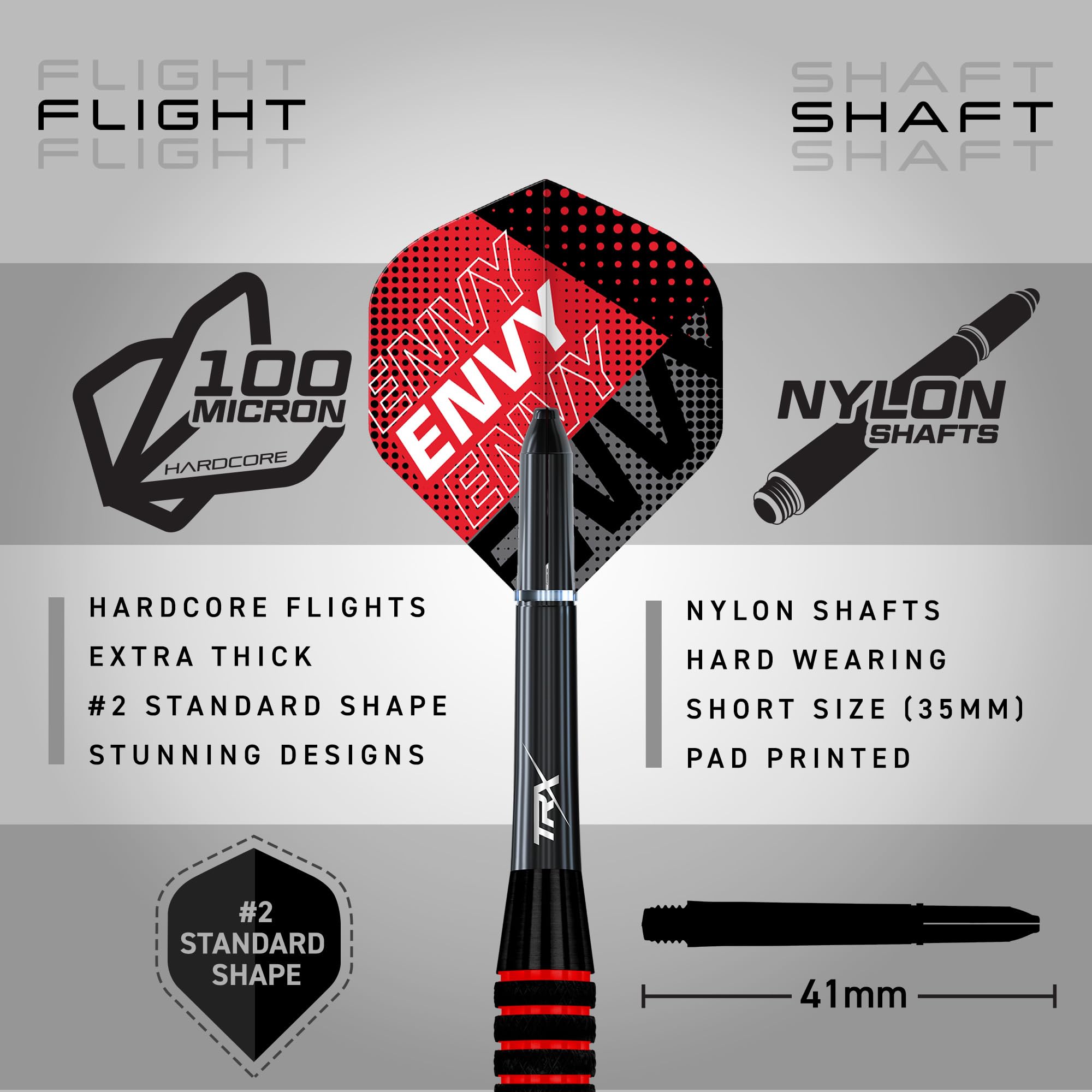 RED DRAGON Darts – Envy Series - Czarno-Czerwny Profesjonalny Mosiężny Zestaw Rzutek z Lotkami, Trzonkami i Etui - Dostępne z Miękką Końcówką 18g Barelka/ 20g Pełna Waga i Stalowym Grotem 22g & 24g