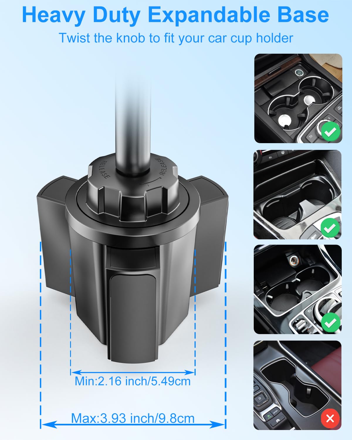Metall Handyhalterung Getränkehalter, Handyhalter Auto Becherhalter mit Langem Hals, Universal Handyhalterung PKW Getränkehalter fur iPhone 17 16 15 Pro Max, Galaxy S25, alle 4-7" Telefons