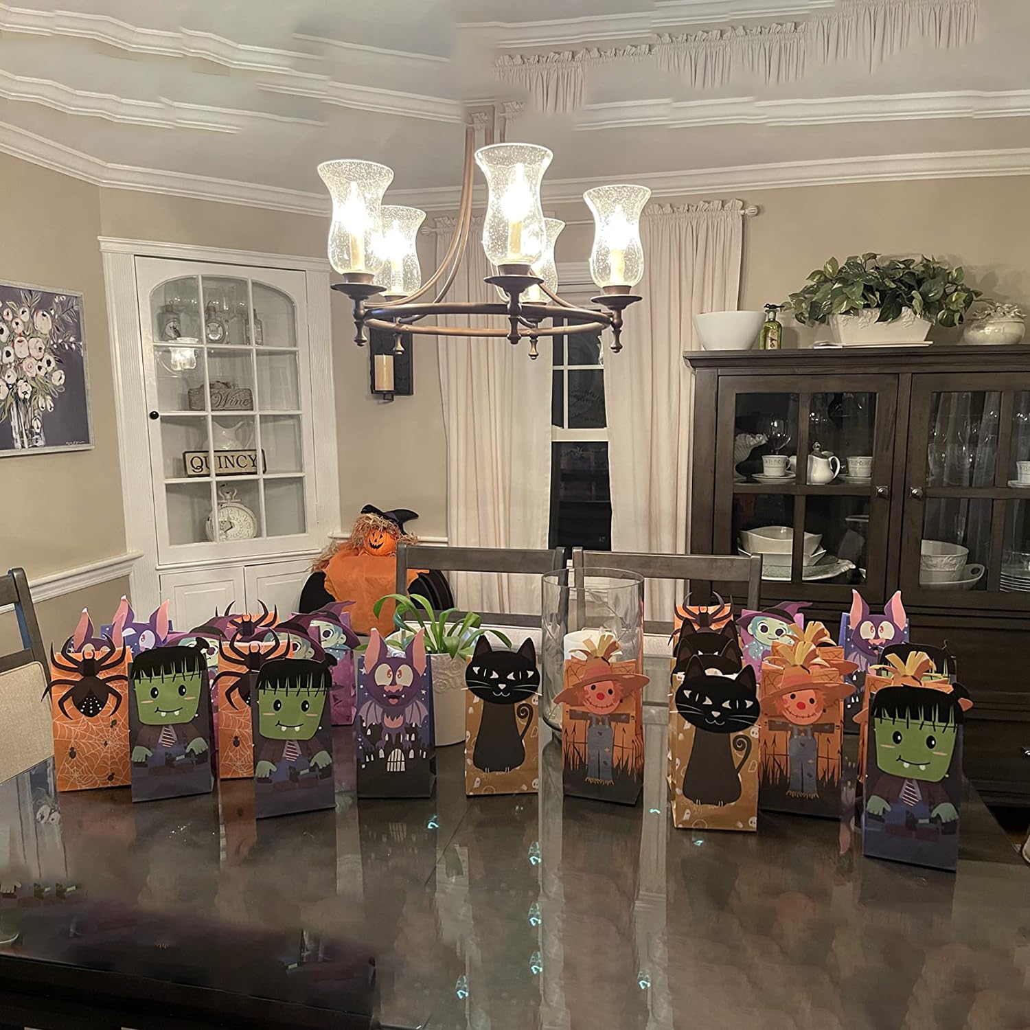 Sacchetti per dolcetti a forma di zucca di Halloween, riutilizzabili, con chiusura a coulisse, piccoli sacchetti portatili per caramelle in iuta per bambini e adulti, per feste
