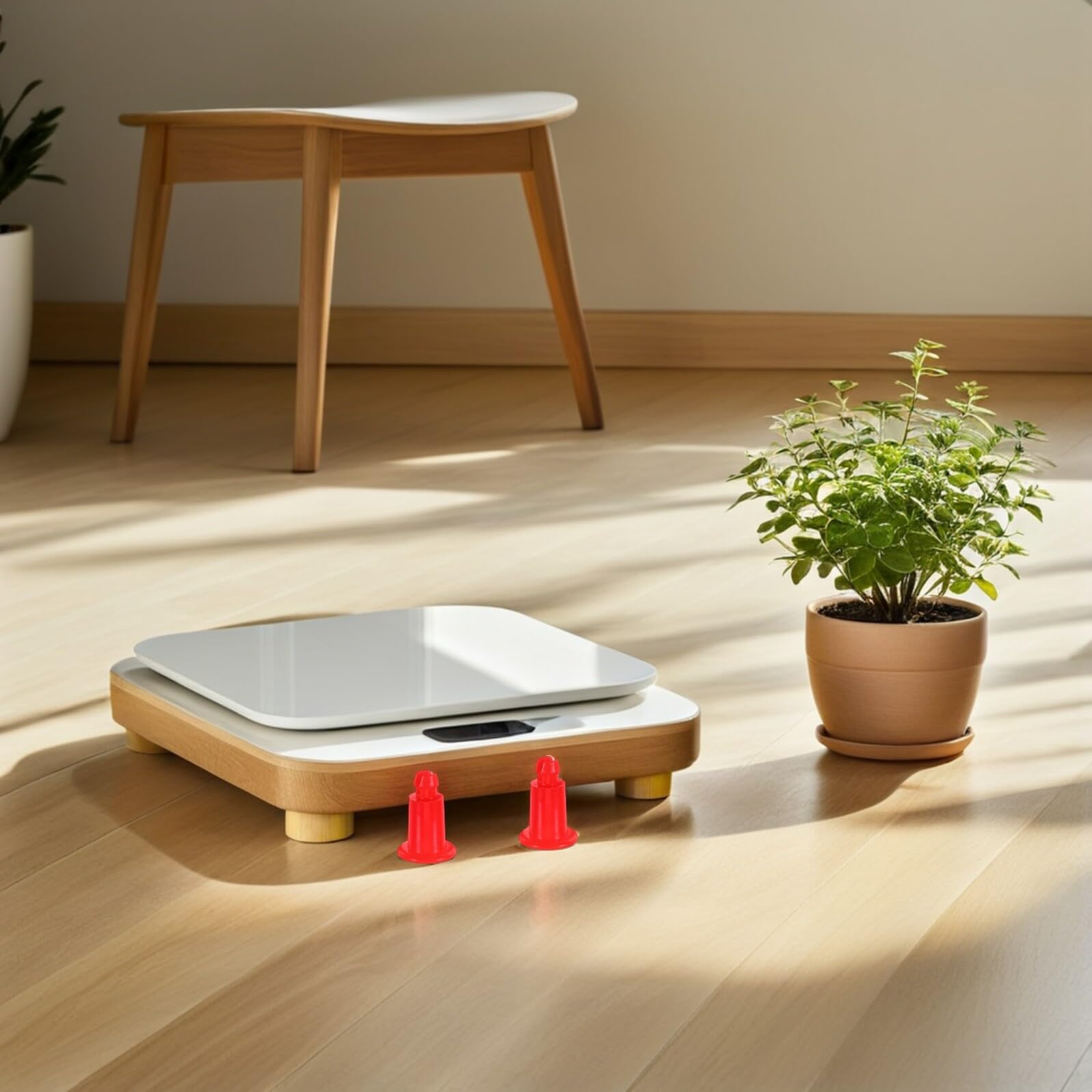 KOMBIUDA 20 Pezzi Supporto in Plastica Rossa per Bilancia Elettronica da Cucina, Piedini Livellanti Antiscivolo per Vassoio Bilancia Fino a 30 Kg