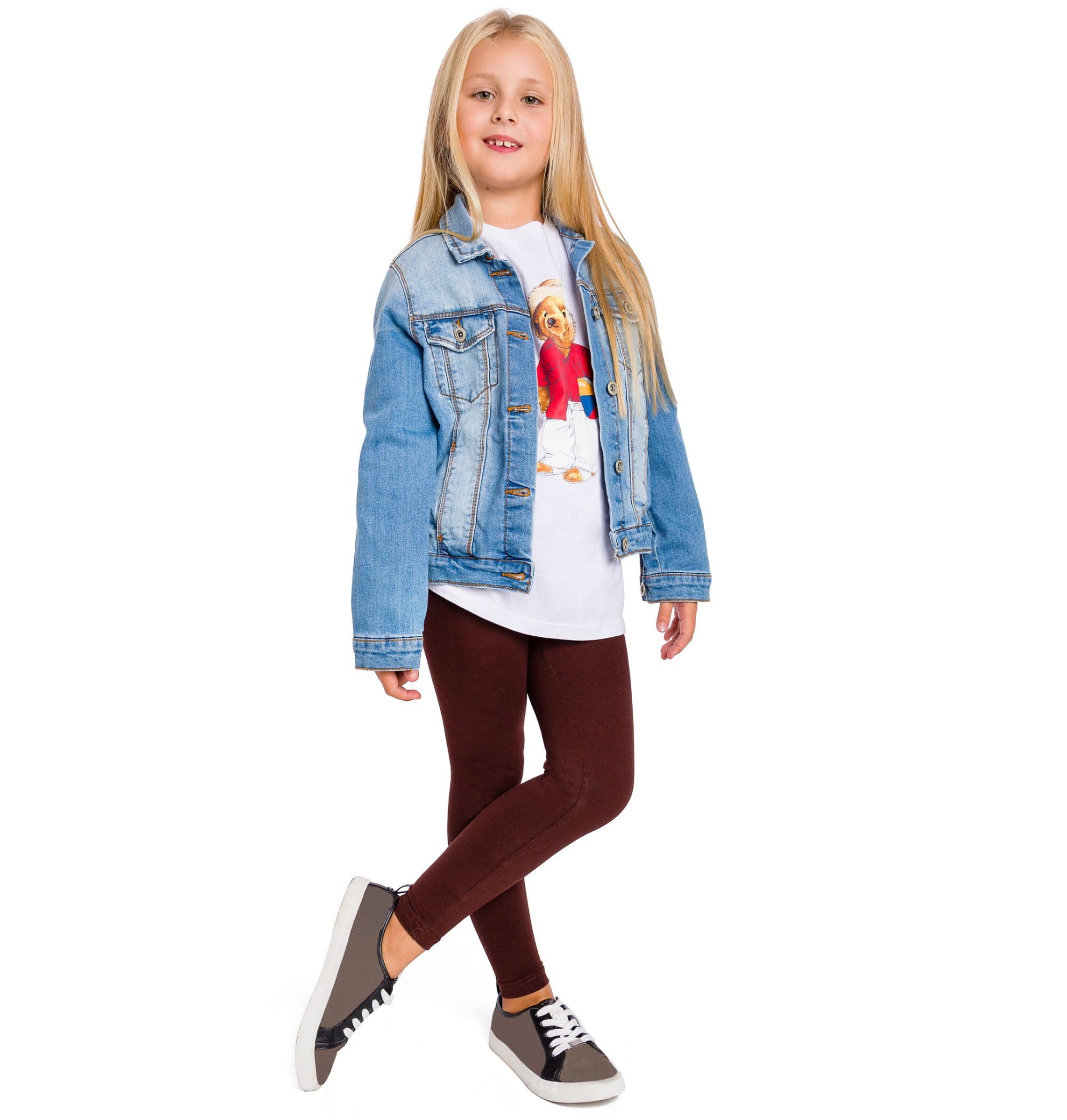 SOFTSAIL Pełne bawełniane legginsy dla dziewczynek dla dzieci | jednokolorowe bawełniane legginsy do szkoły, tańca, zabawy i spędzania wolnego czasu | rozciągliwe, elastyczne, solidne, miękkie spodnie