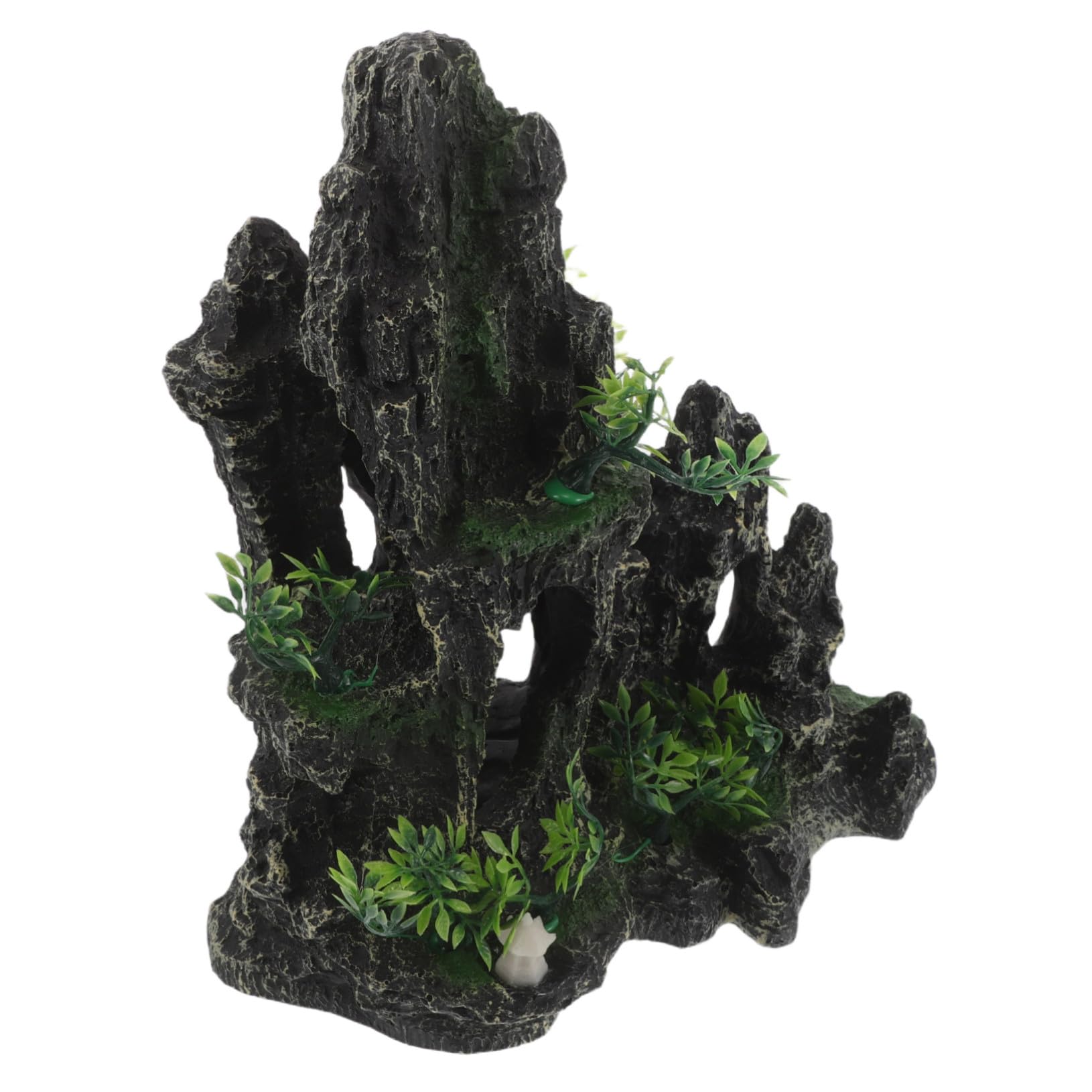 BESTonZON Décor Aquarium Roche Artificielle en Résine Grotte Réaliste Abri pour Crevettes et Poissons 1 Pcs