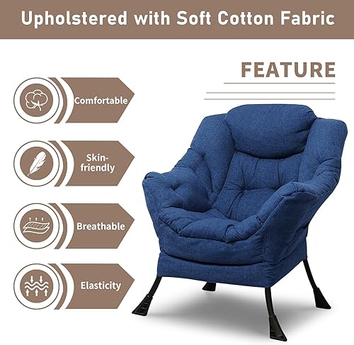 Miniatura 13 de Silla perezosa moderna de terciopelo con otomana, silla de estar contemporánea y cómoda, tapizada, cómoda, con reposapiés, reposabrazos y bolsillo