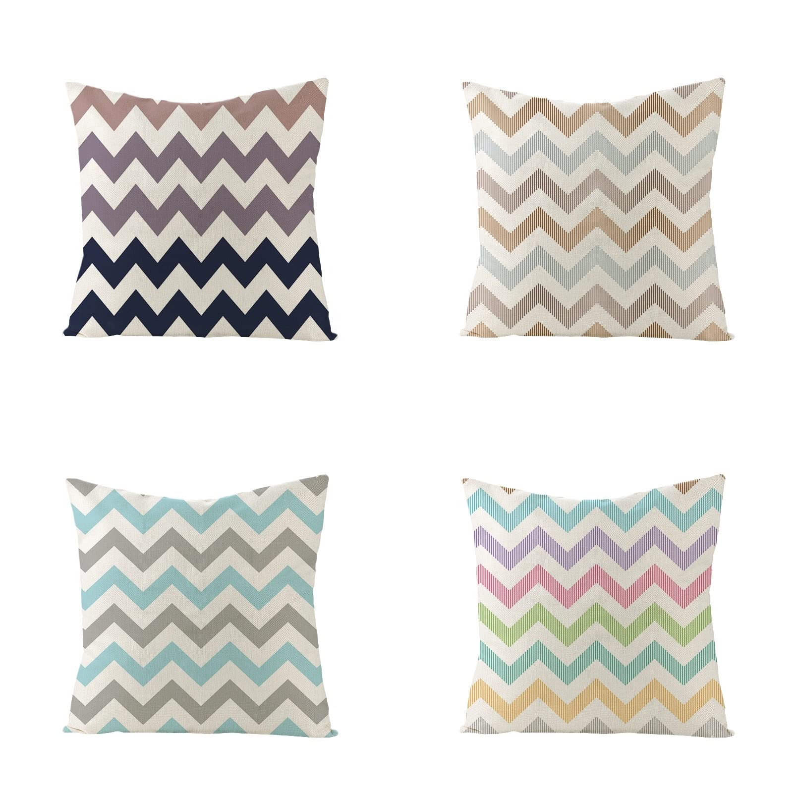 Sofa Fundas Cojines 60x60 Pack de 4 Cuadrado,Funda de Almohada Lino con Cremallera Invisible,Funda de Cojín Decoración para Hogar Sala Cama Jardín Silla Coche-geometría