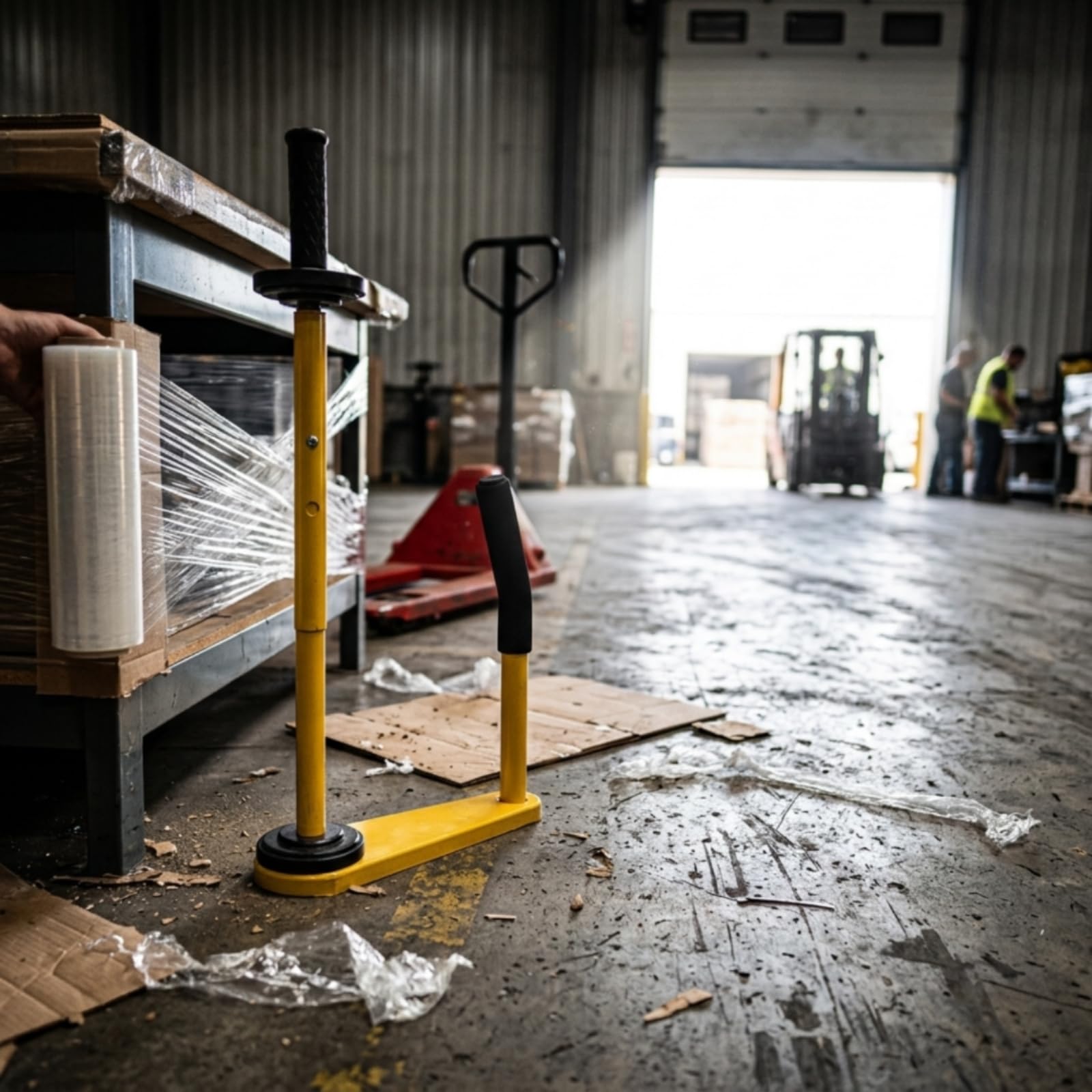 predolo Manueller Folienabroller Stretchfolie Wickelgerät Verpackungsgerät Handabroller Palettenwickler mit Metallrahmen Und Gepolstertem Griff Einstellbare Höhe für Lager Versand Werkstatt