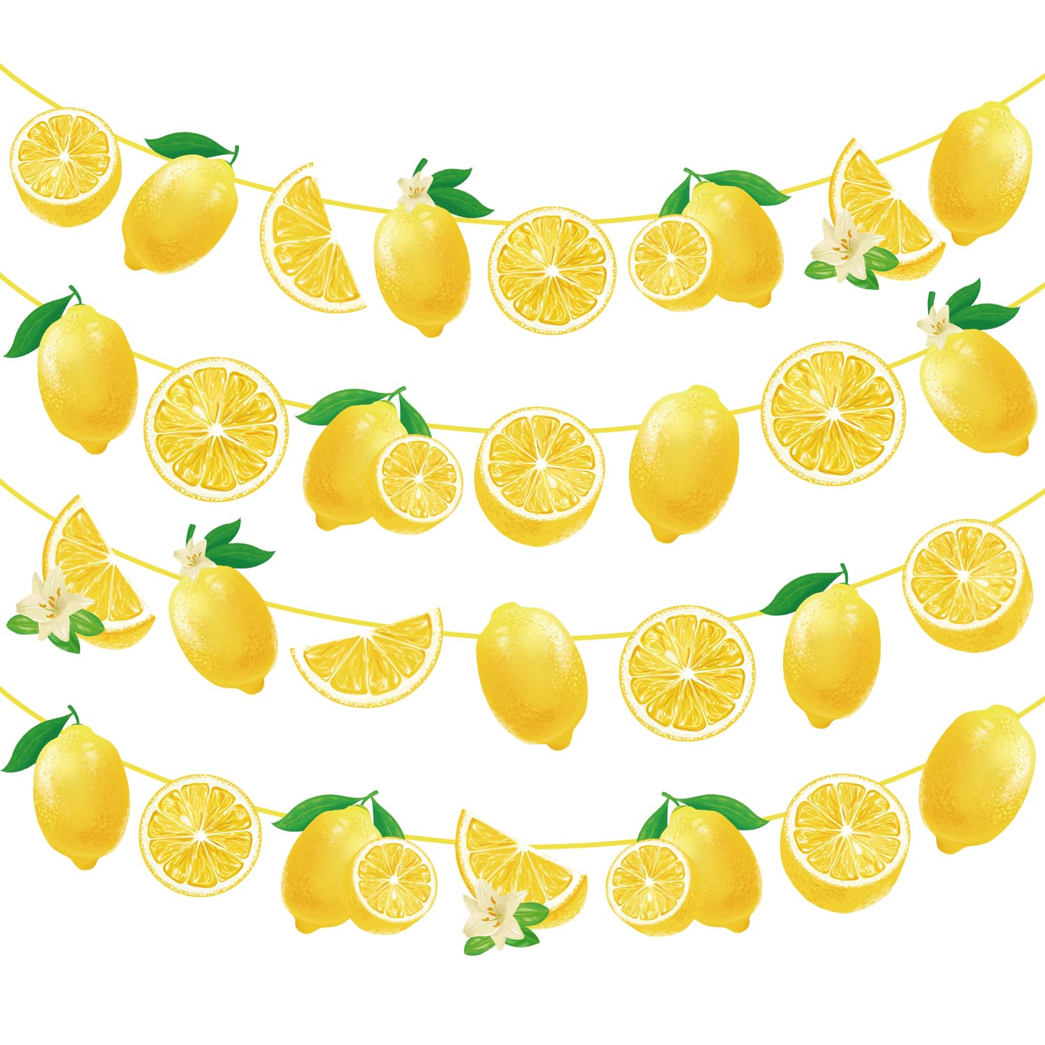 4Pcs Yellow Lemon Birthday Party Decorations Lemon Party Banners Lemonade Theme Garland for Summer Fruit Party Lemonade Theme Bridal Shower Supplies