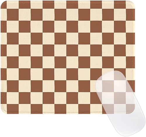 Miniatura 29 de Bonita alfombrilla de ratón rosa, alfombrilla de ratón con patrón retro a cuadros, diseño de alfombrilla de ratón cuadriculada impermeable estética