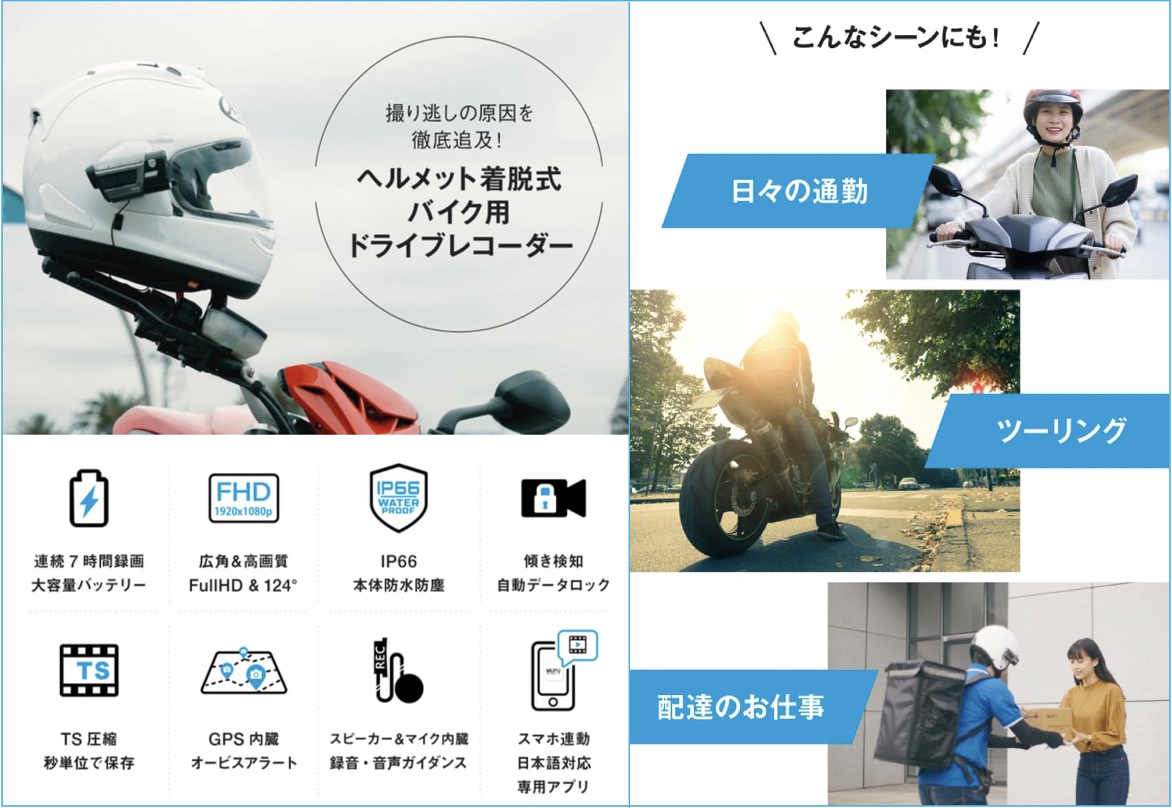 MUFU V30P 前方後方同時録画 バイク用ドライブレコーダー MUFU 前後デュアル録画バイクドライブレコーダー V30P は優れた