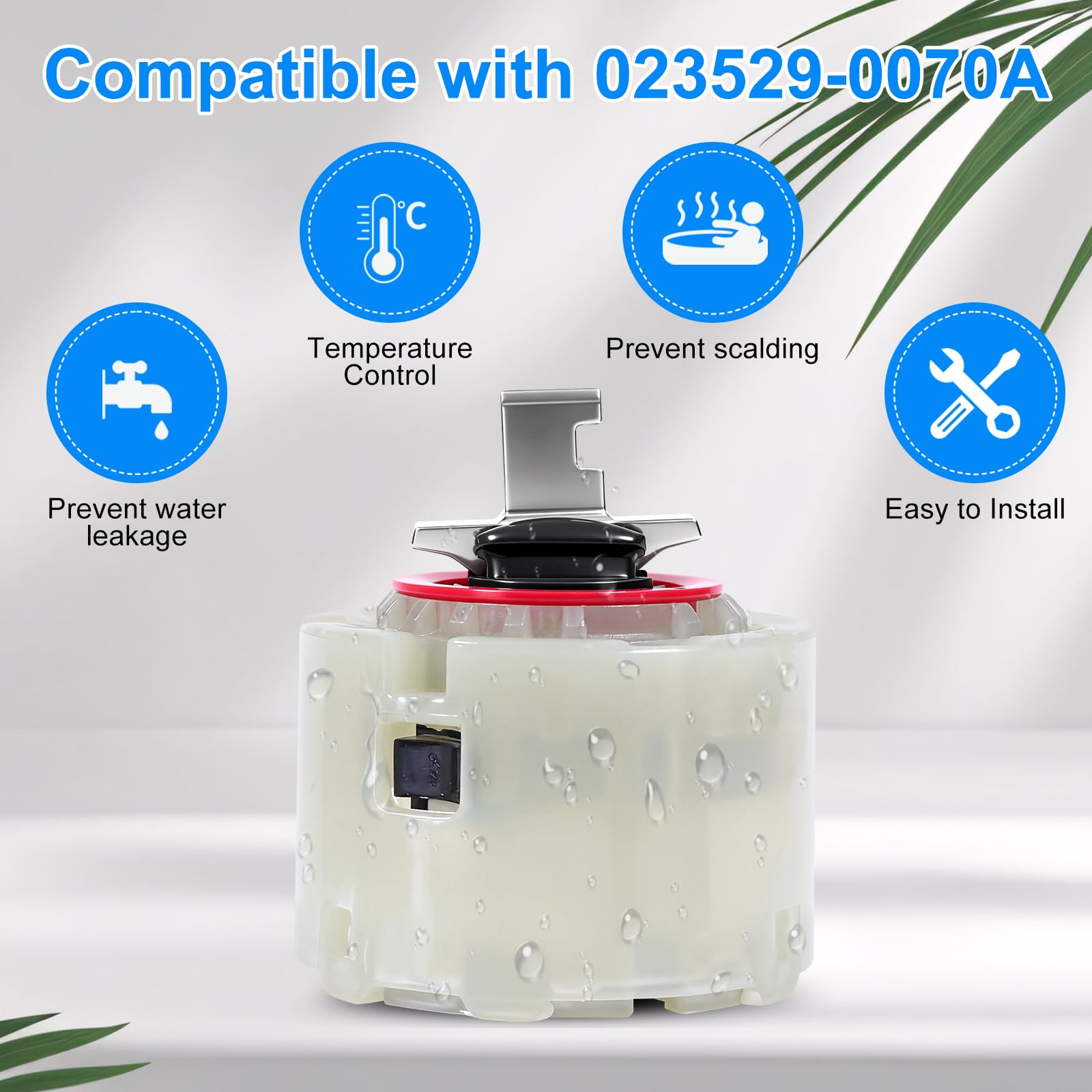 Paquete de 2 cartuchos de ducha de repuesto 023529-0070A/H, compatible con American Standard, cartucho de grifo de ducha de cerámica de 47 mm para bañera/ducha de un solo mango, con sellos