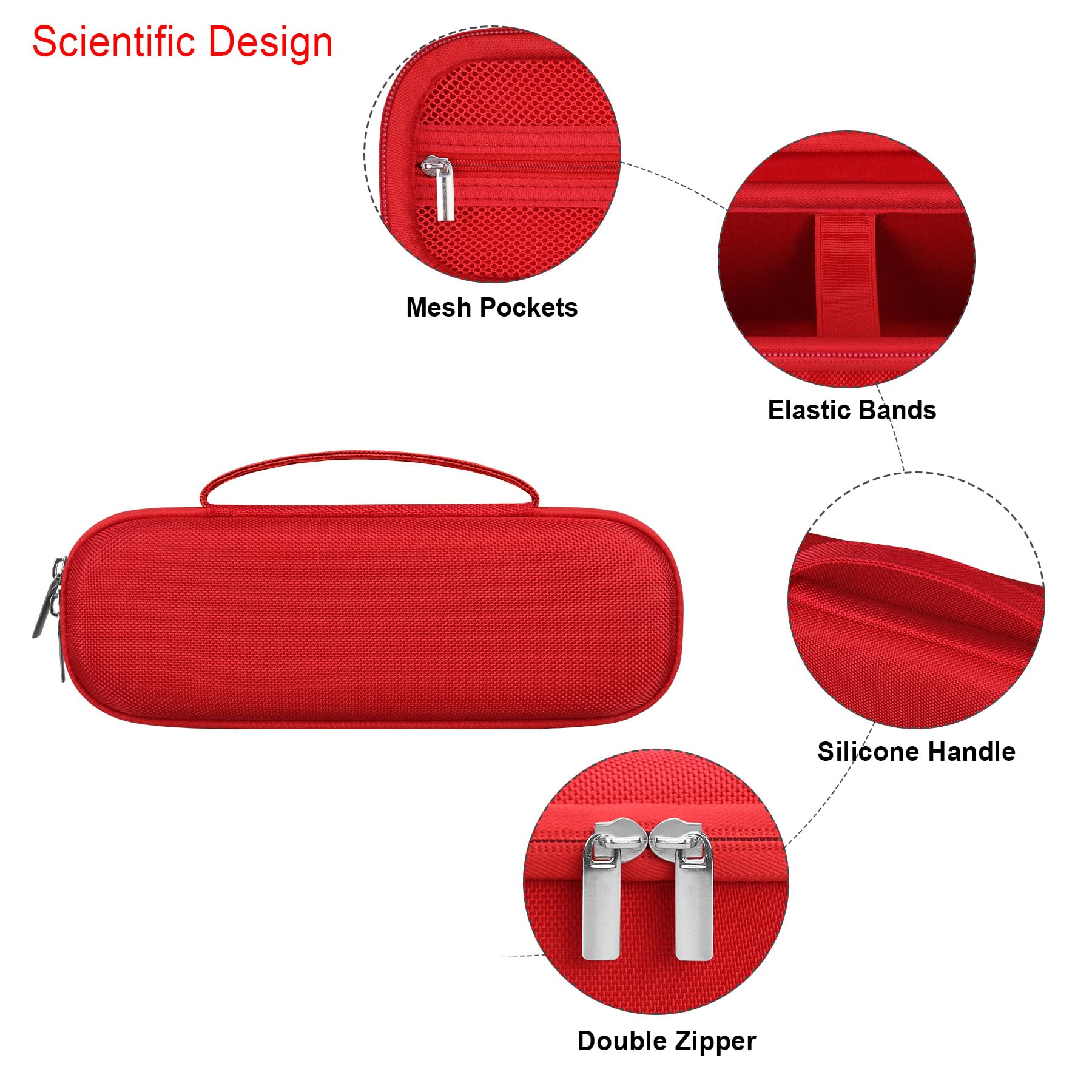 Elonbo Maleta de Altavoz Bluetooth inalámbrico Beats Pill, Bolso de Viaje de Altavoz portátil Beats Pills Estante de Almacenamiento de Altavoces, Bolsillo de Malla Adecuado para Cargadores, Rojo