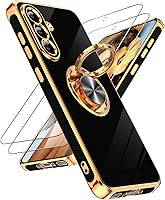 Vista 140 de LeYi para Funda de Teléfono Samsung Galaxy A13-5G: Protector de Pantalla de Vidrio Templado, Soporte Magnético Giratório de Anillo 360°, Borde Negro