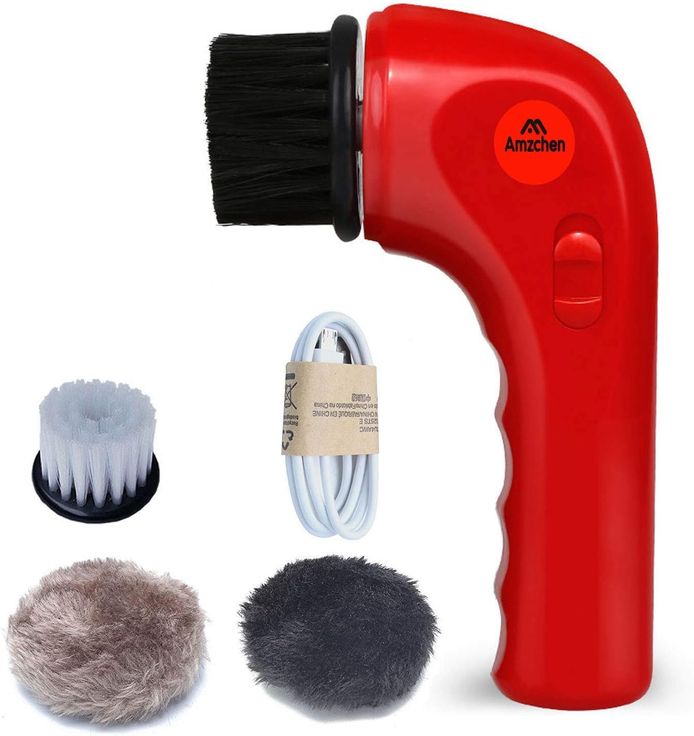 Electric Shoe Polisher, Amzchen Handheld USB Charging Interface Automatic Electric Shoe Car Brush Shine polisher (Red)