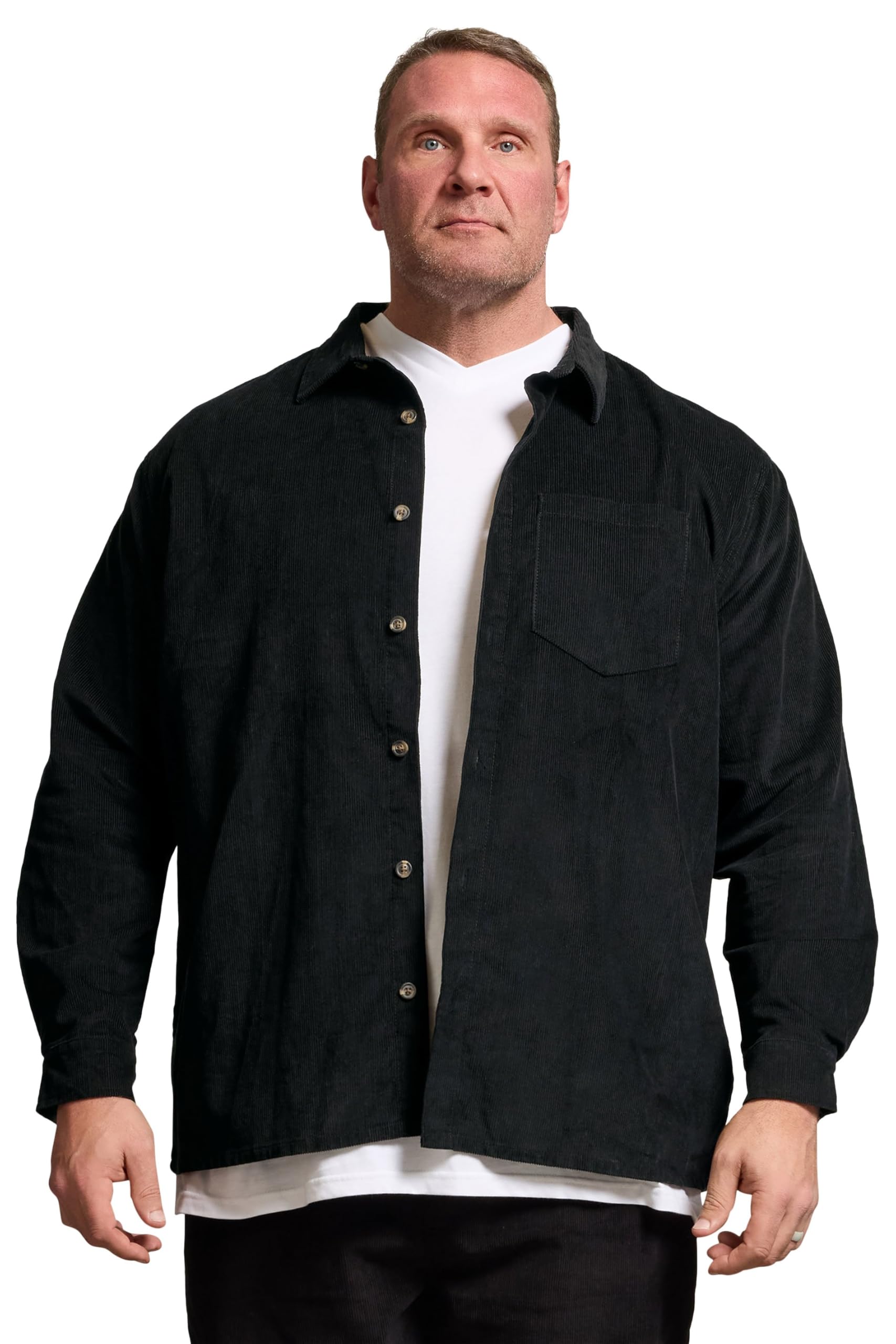 BadRhino Big & Tall Corduroy Overshirt - Men's - Plus Size Curve Black