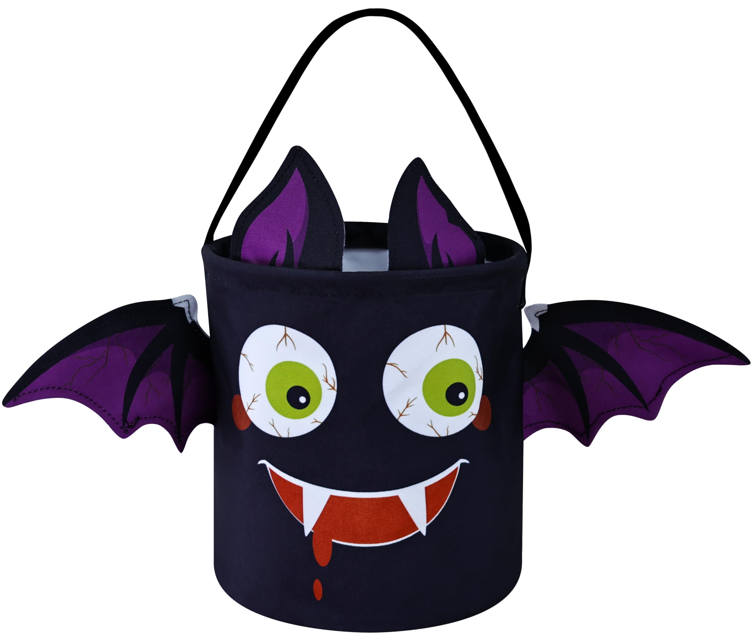 BCCSNNM Halloween Basket for Kids,Halloween Trick or Treat Bags Bat Candy Bucket Gift Basket Tote Bag Waterproof Canvas Toy Storage for Halloween Party Favor Supplies