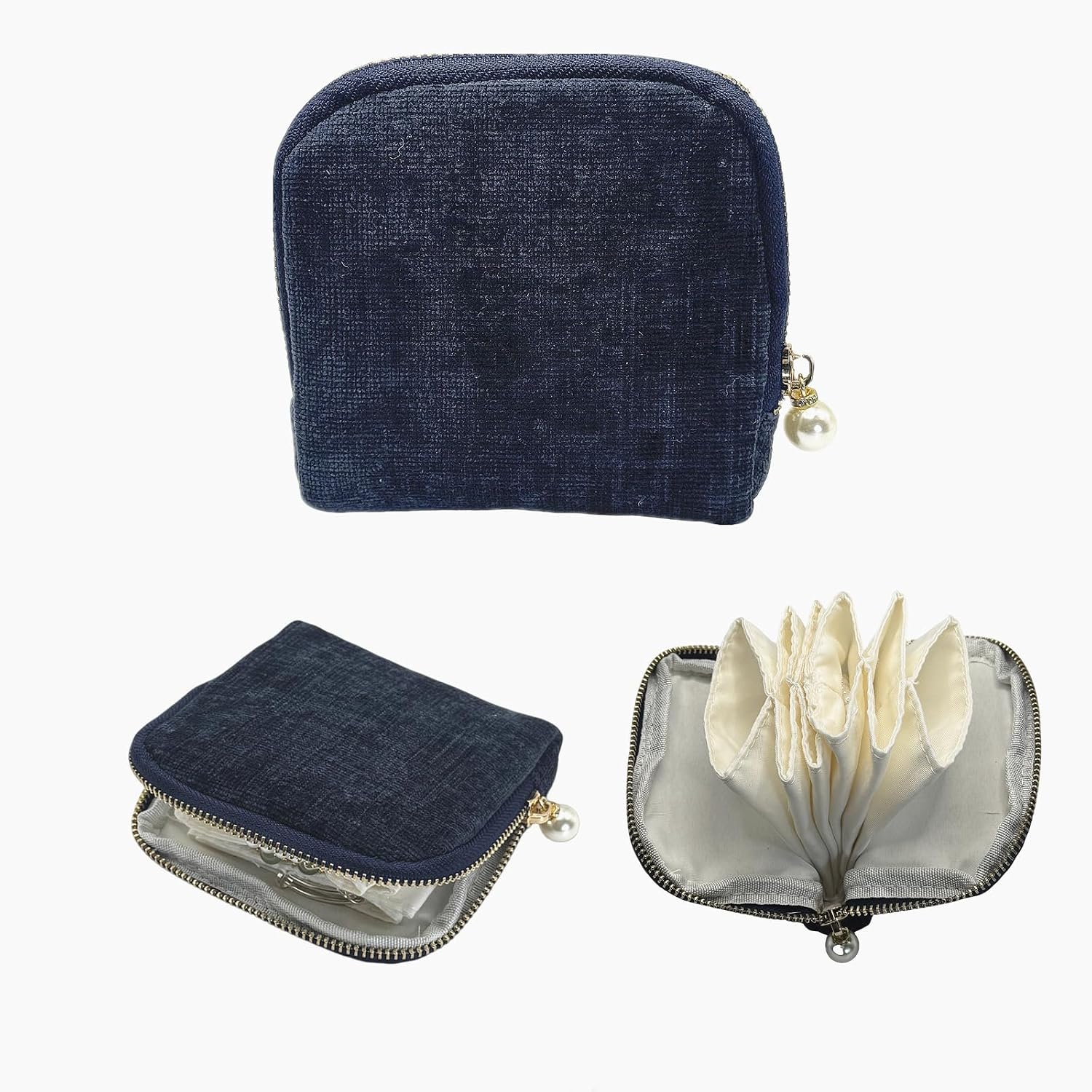 Small Travel Jewelry Case - Jewelry Travel Organizer Bag with Zipper for Bracelets, Necklaces, Bangles, Jewelry Organizer Storage Bag Gift for Women Girls - LJB002-Dark Blue