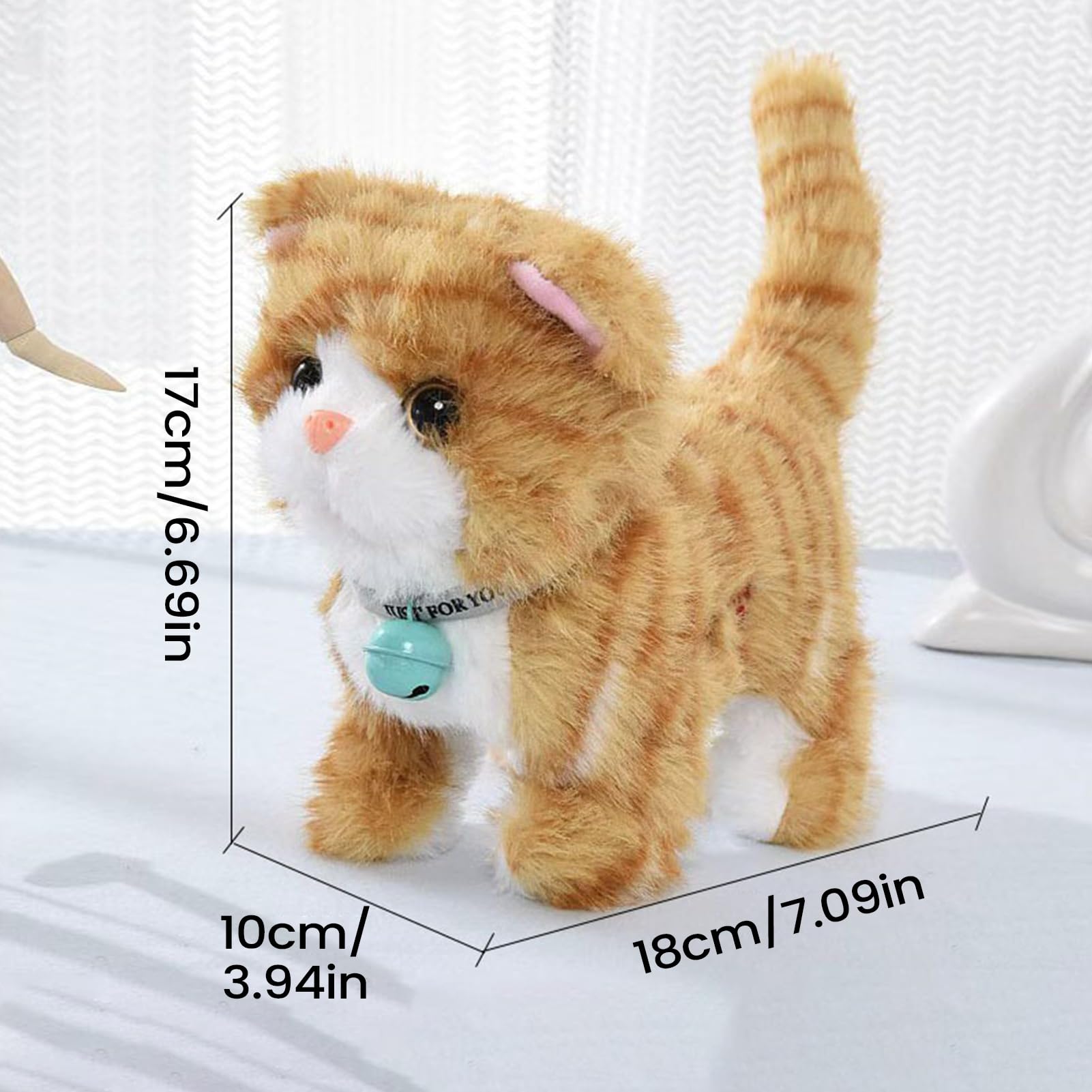 Gato De Peluche Caminante Que Canta Y Mueve La Cola, Juguete Musical De 17.8 Cm Para Niños Y Niñas