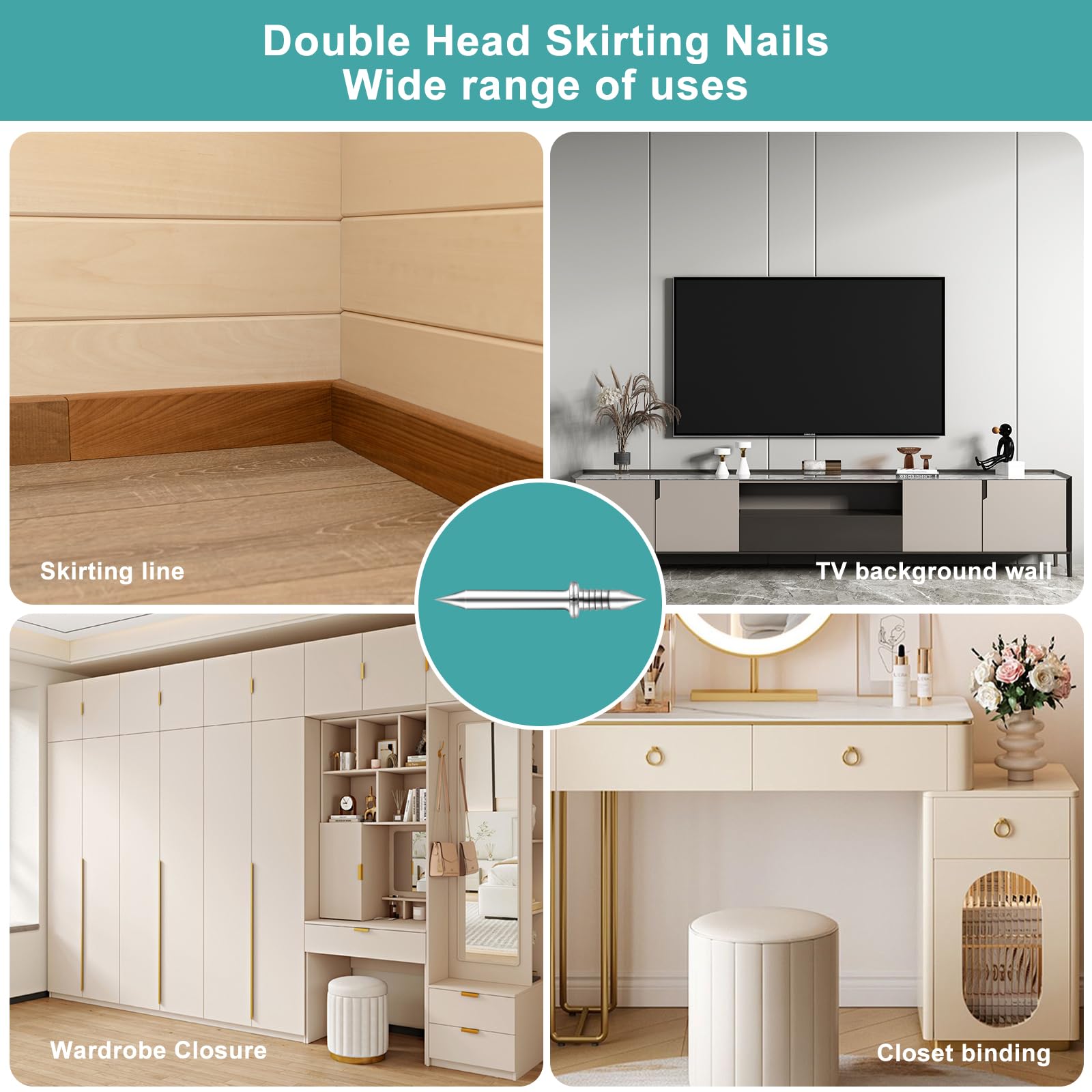 Double Headed Nails - 300PCS for Trim & Baseboards -5