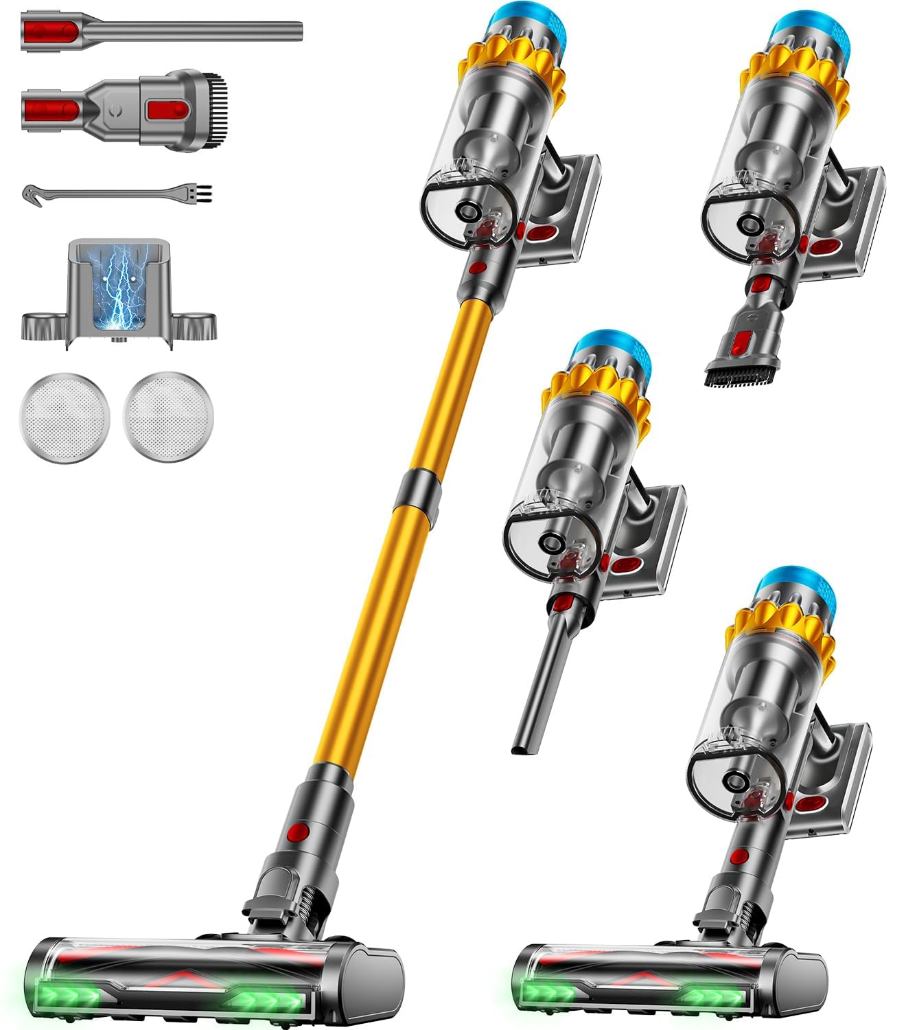 Aspirapolvere Senza Fili, 55KPA/650W/70Mins Scopa Elettrica Senza Fili, Autoportante Anti-groviglio/OLED Schermo/1,8L Cup Aspirapolvere senza fili potente, Adatto per Tappeti/Pavimenti/Capelli