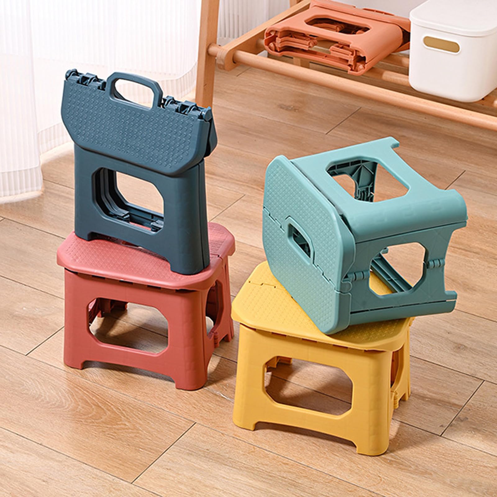 Sgabello Multiuso Salvaspazio Pieghevole Sedia Con Schienale Colori - Foto 12