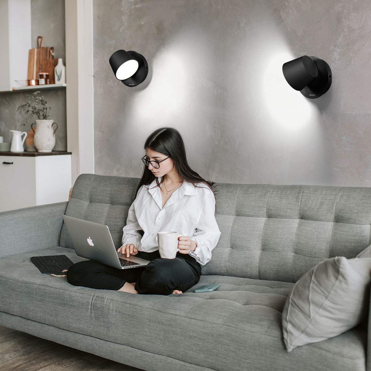 Moderna Applique da Parete LED Lampada da Lettura da Parete | Faretto da Parete LED Lampada da Parete, 350° Orientabile, Stile Nordico, per Camera da Letto Soggiorno Corridoio Scale