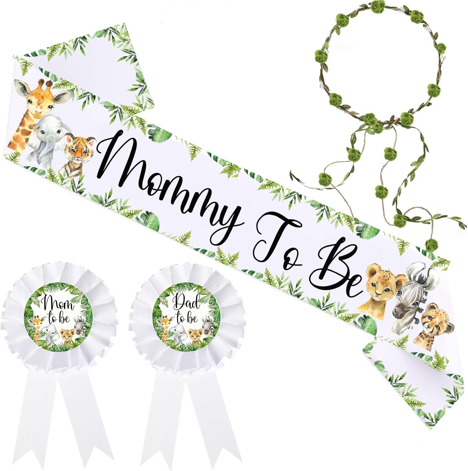 Safari Mom to Be Sash for Baby Shower Decorations Jungle Animals Baby Shower Sash for Gender Reveal Party