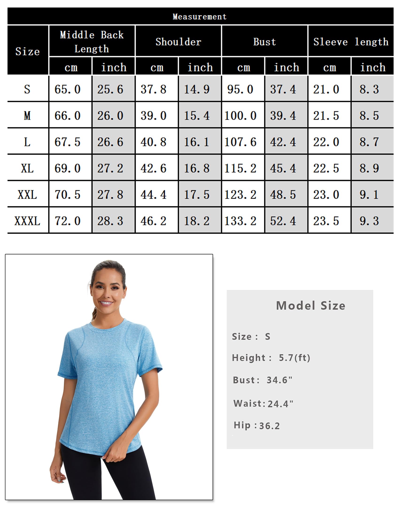 Gyabnw Camiseta Deporte Mujer Camisetas Fitness de Manga Corta Camiseta Holgada de Secado Rápido Deportiva Entrenamiento Atlético Ropa Yoga VeranoTop con Cuello Redondo
