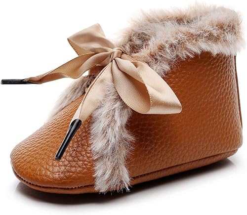 Miniatura 2 de Bebila Botas de nieve de invierno para niños pequeños, con cordones, antideslizantes, suela suave, para recién nacidos, cálidos, de piel al tobillo,