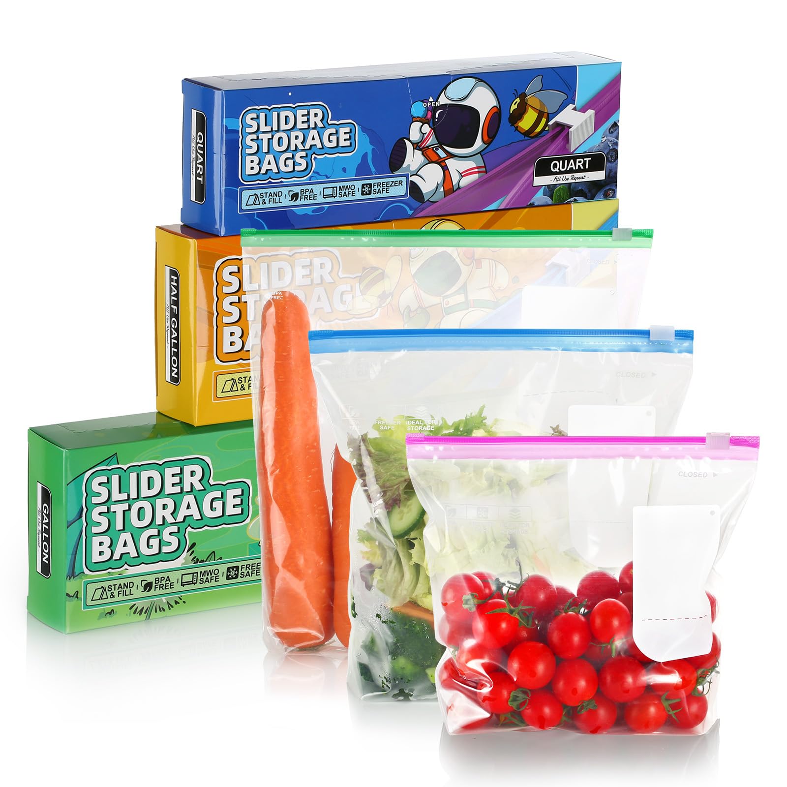 Tuocal 75 Pcs Freezer Bags, Zip Lock Bags Food, Sandwich Bag, Ziplock Bag