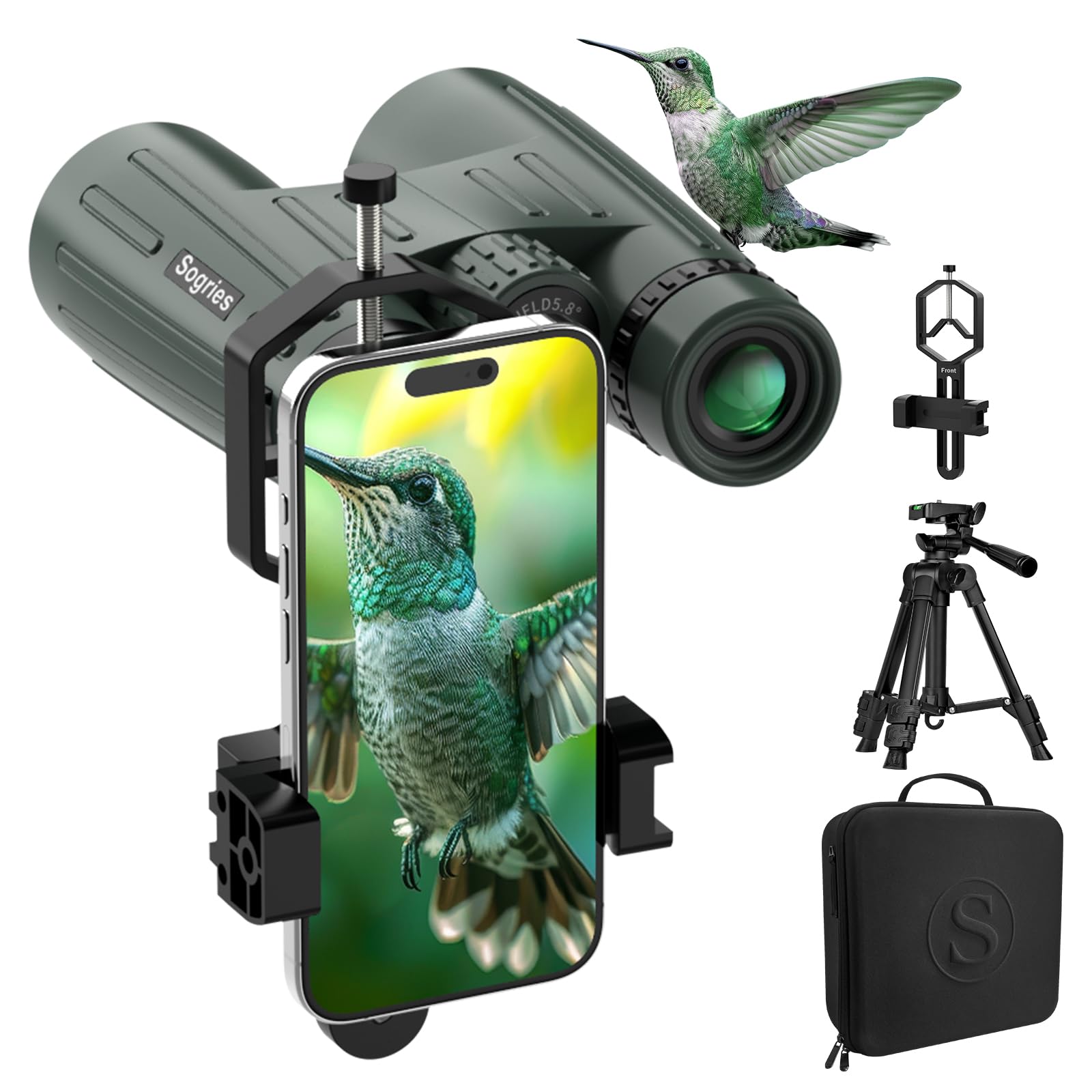 QUNSE Binoculars For Adults 12x42 With Phone Adapter Compact Binoculars Bird Watching Travel Sightseeing Hunting Wildlife Outdoor Sports Games And Concerts - View #10