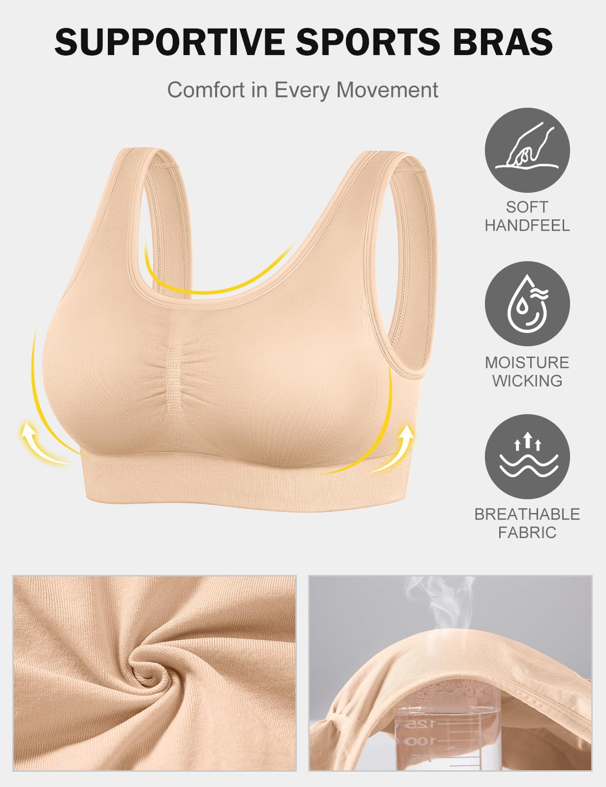 UMIPUBO Sujetador Deportivo Mujer Sujetadores Deportivos sin Aros Bajo Impacto Yoga Gimnasio Sports Bra Tops Corto con Almohadillas Extraíbles para Mujeres Espalda Descubierta Brasier