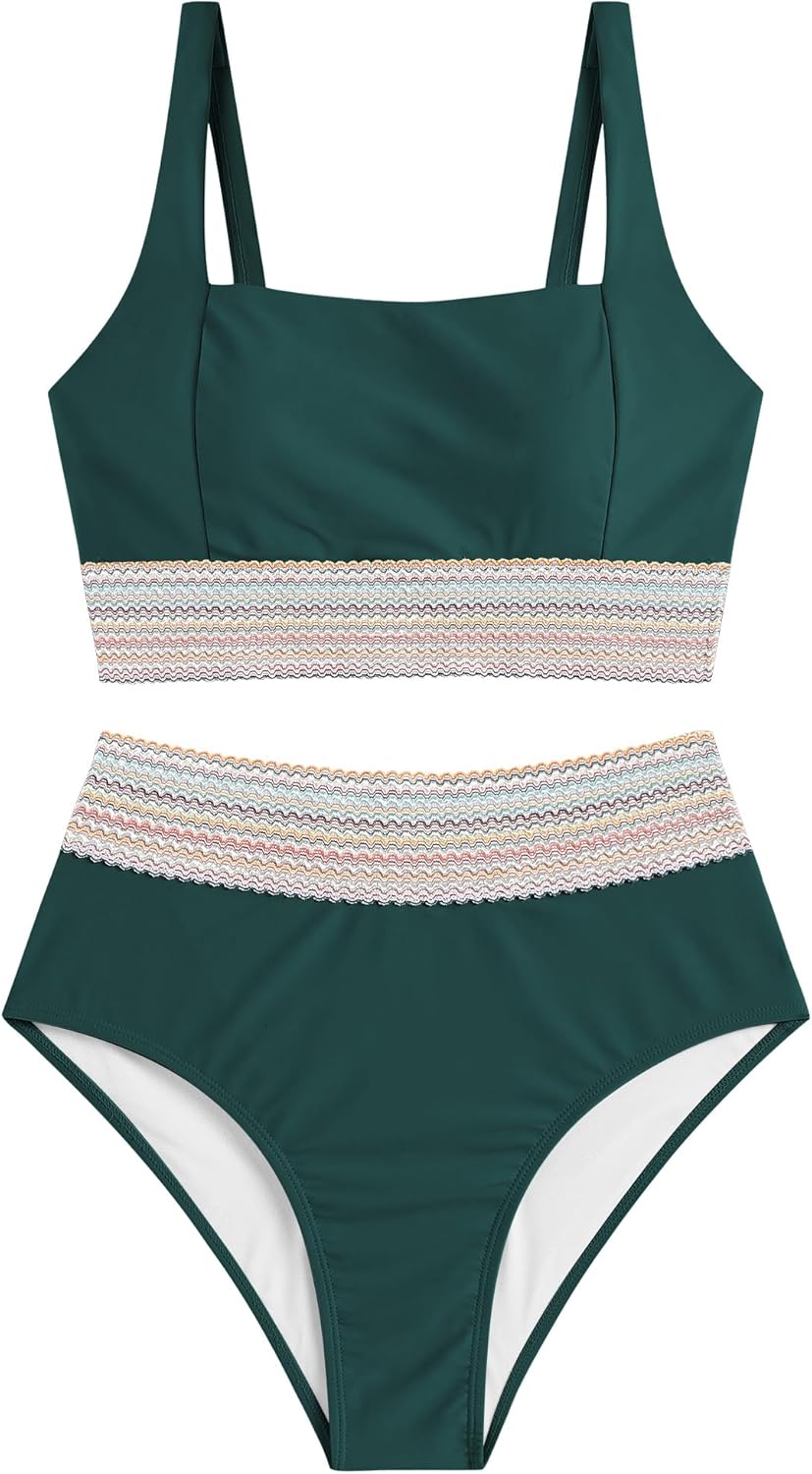 ZAFUL Women Bikini Swimsuits Swim Suits for Women 2025 Tummy Control Sporty High Waisted Bikini Two Piece Bathing Suit - Image 7